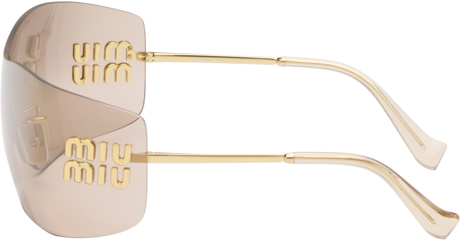 Miu Miu Eyewear: Gold Logo Hardware Sunglasses | SSENSE