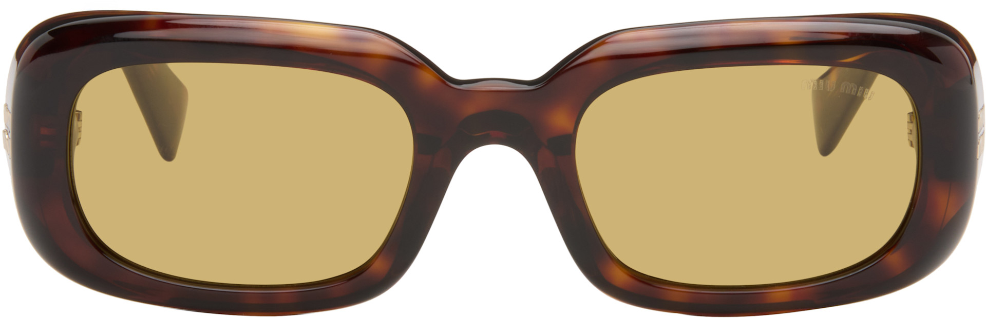 Miu Miu Eyewear - 브라운 렉탱글 선글라스