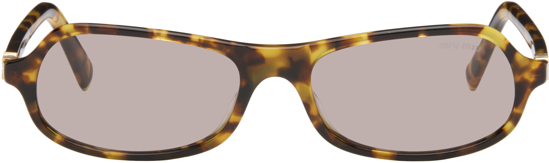 Miu Miu Eyewear - 브라운 톨토이즈쉘 렉탱글 선글라스