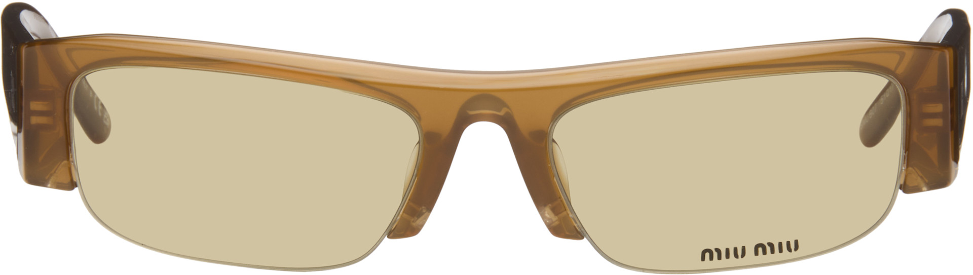 Miu Miu Eyewear: Brown Vedette Sunglasses | SSENSE Canada