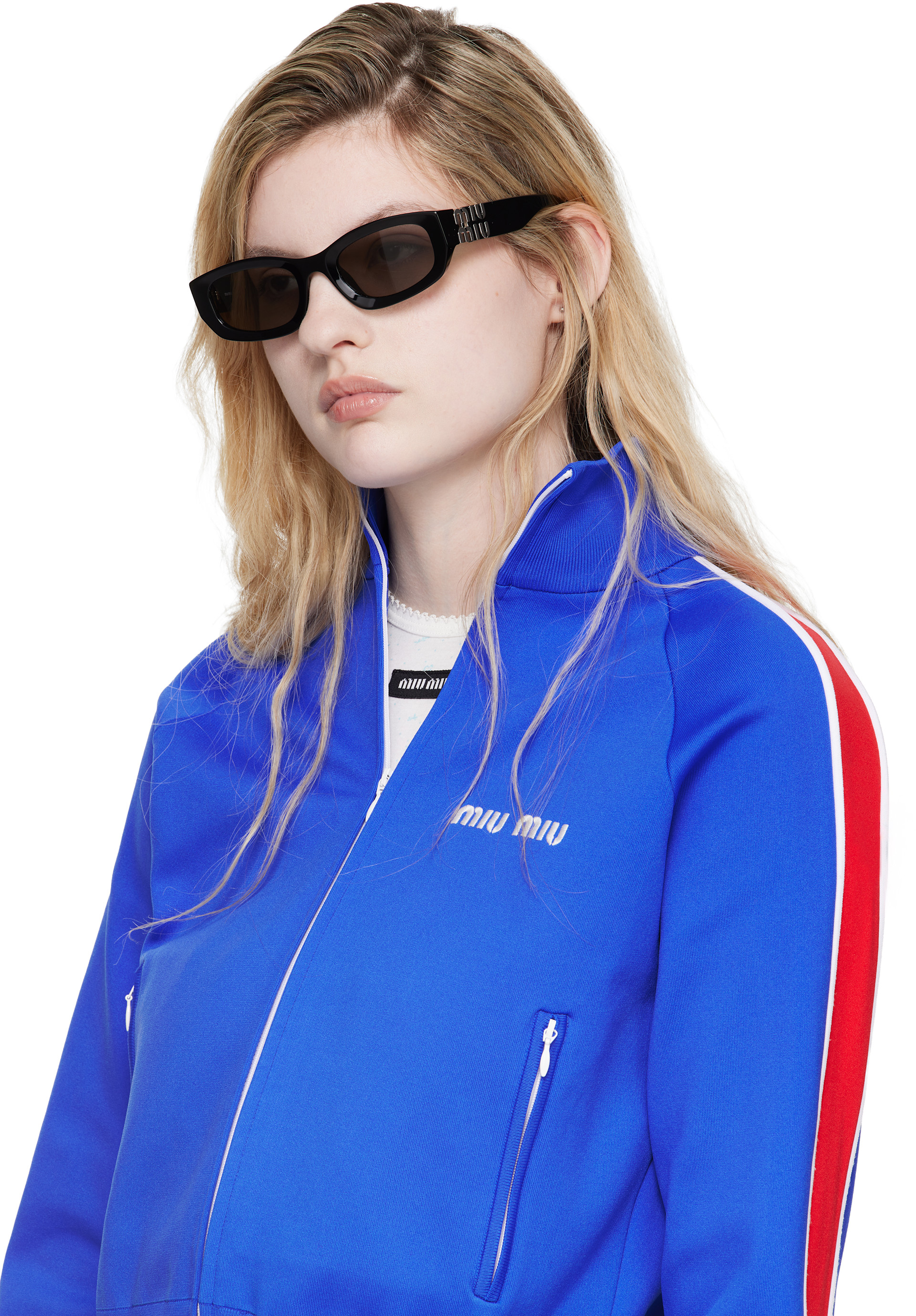 Miu Miu Eyewear: ブラック Miu Glimpse サングラス | SSENSE 日本