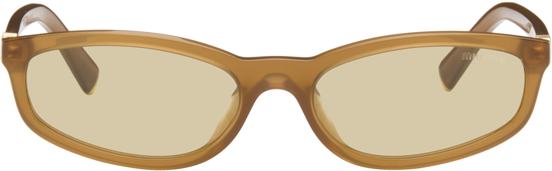 ❁Mayumi❁ Miu Miu Eyewear: Brown Tortoiseshell Rectangular Sunglasses | SSENSE