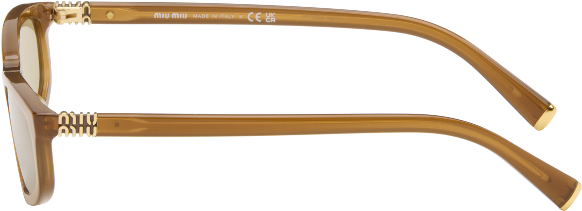 Miu Miu Eyewear - Brown Tortoiseshell Rectangular Sunglasses