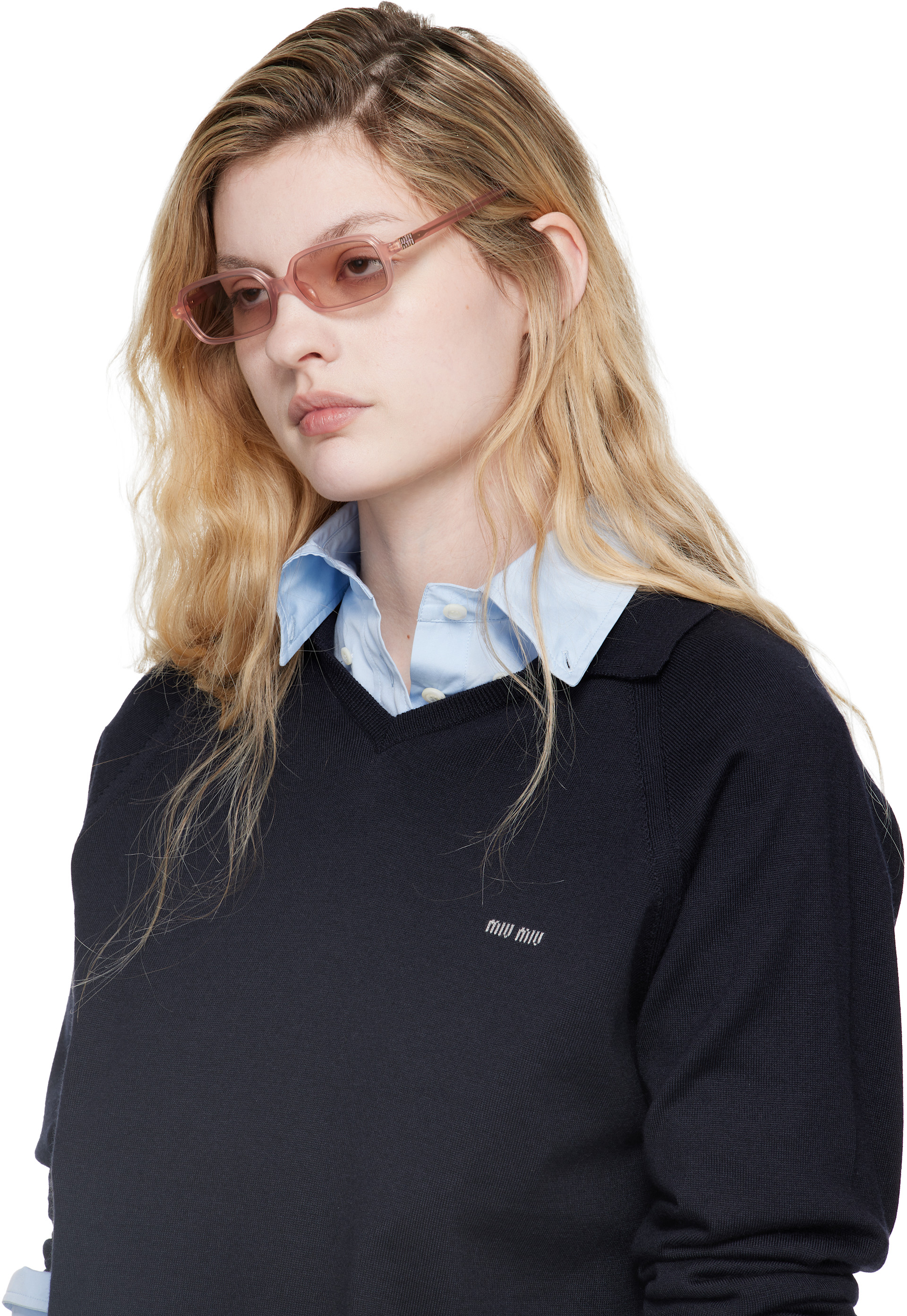 Miu Miu Eyewear: PInk Miu Regard Sunglasses | SSENSE