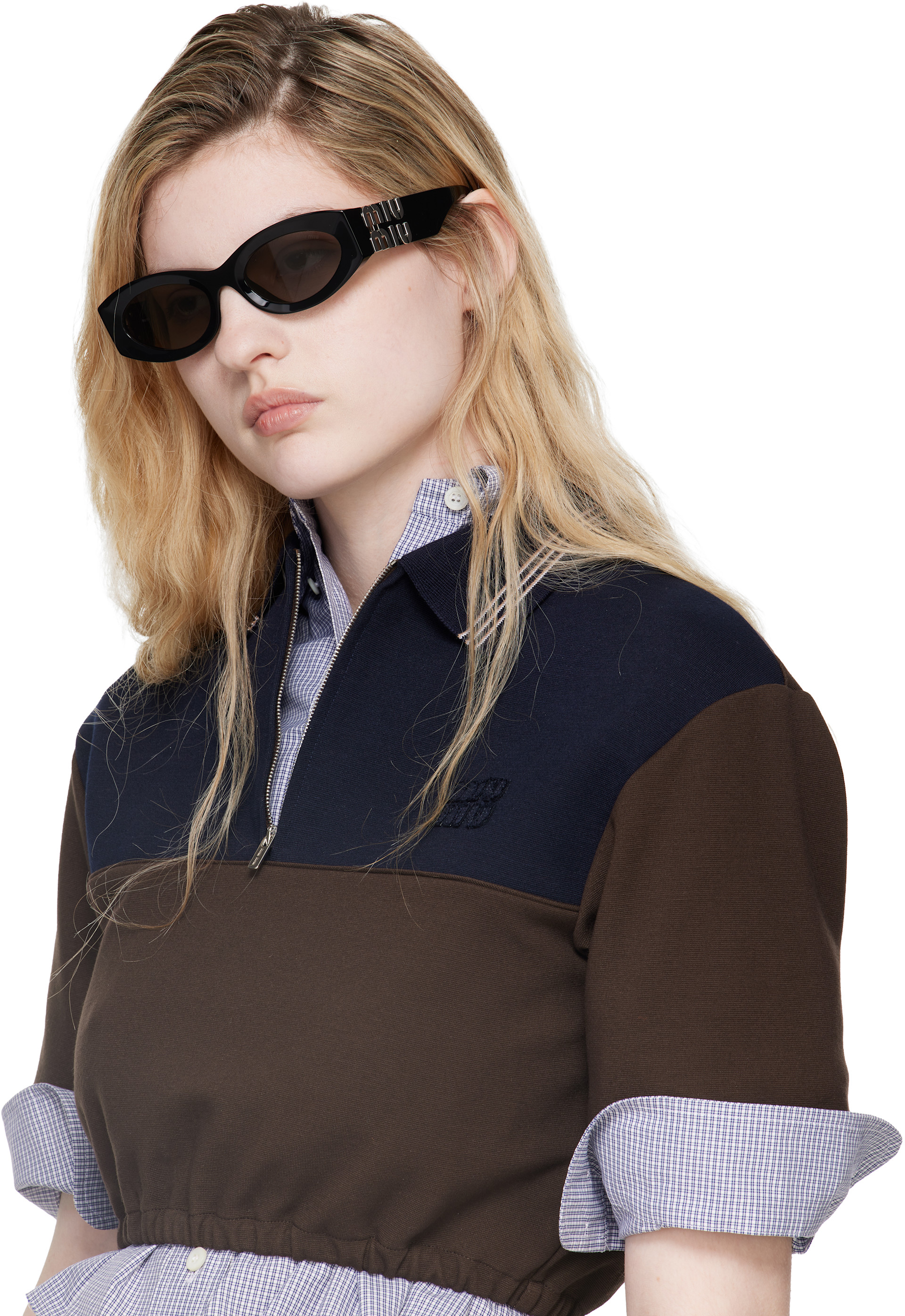 Miu Miu Eyewear: Black Miu Glimpse Sunglasses | SSENSE
