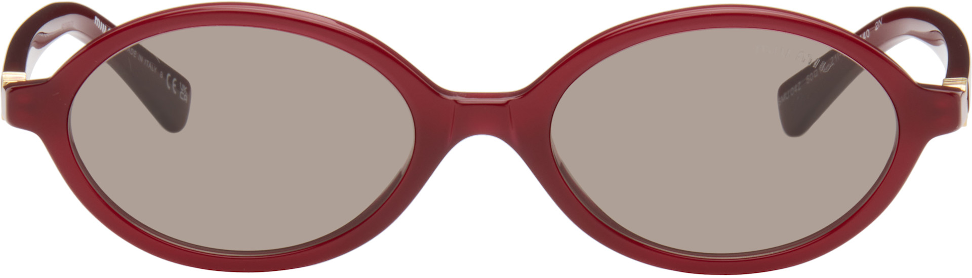 Miu Miu Eyewear: Red Miu Regard Sunglasses | SSENSE