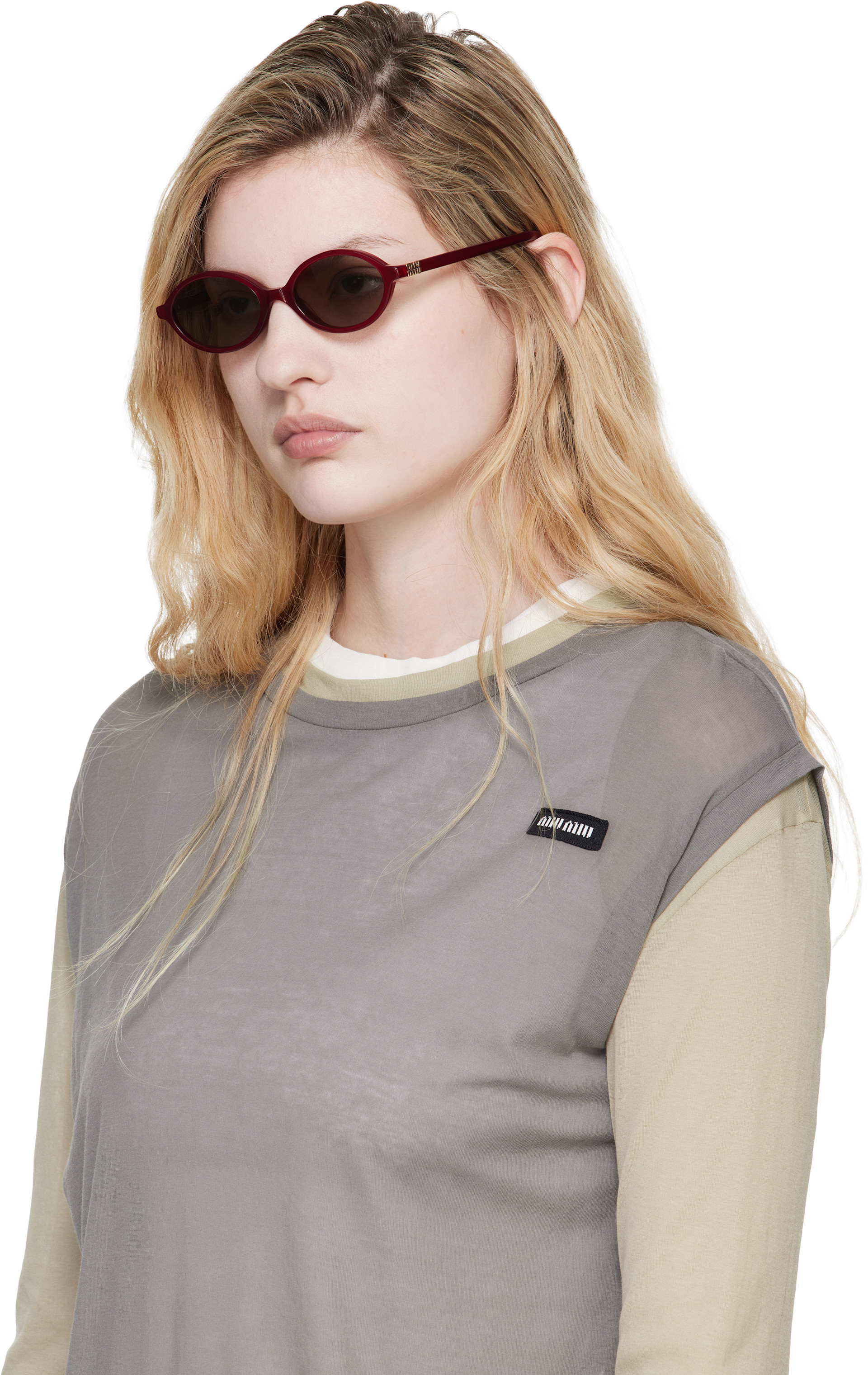 Miu Miu サングラス Miu Regard Miu Miu Eyewear: Red Miu Regard Sunglasses | SSENSE