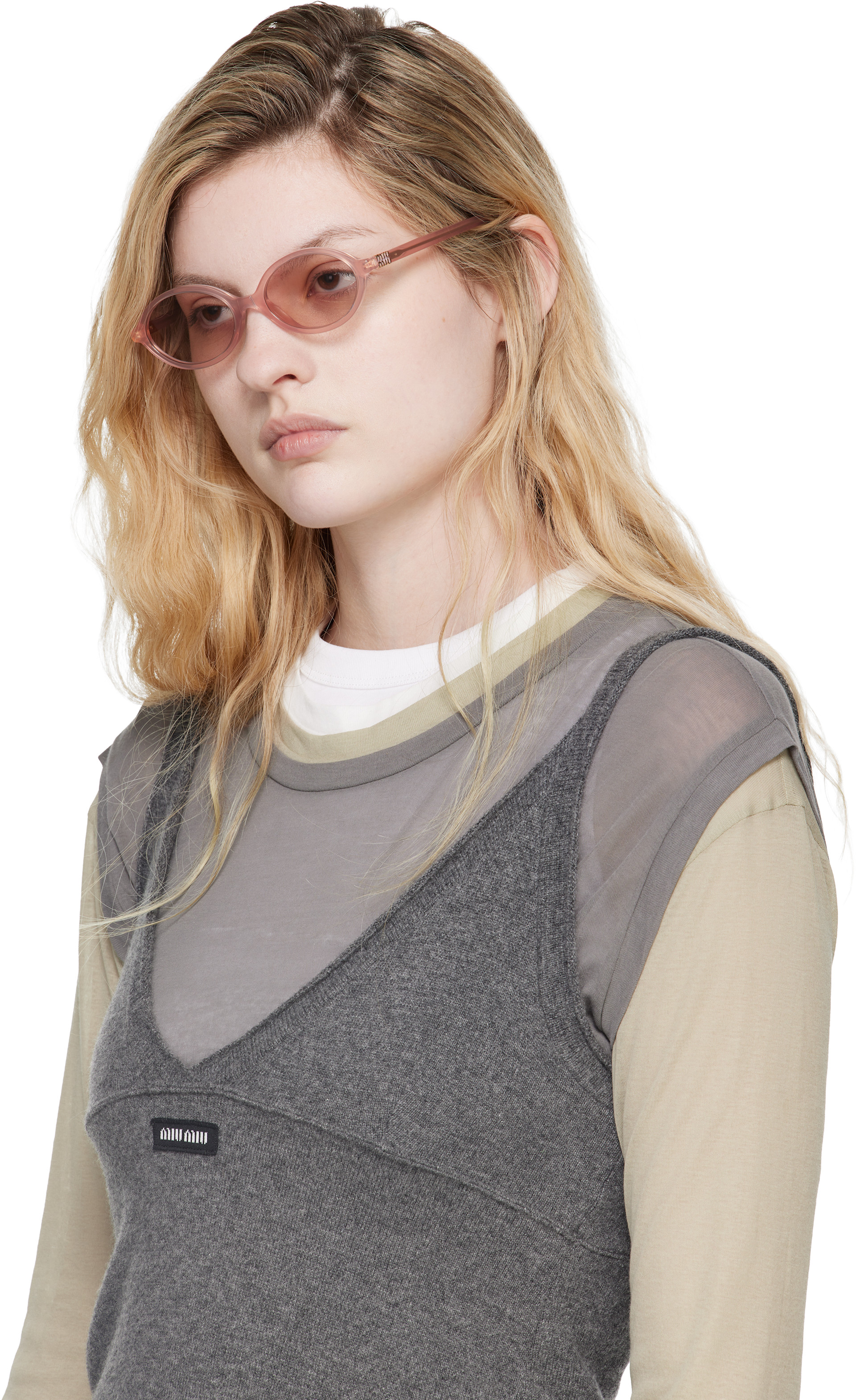 Miu Miu Eyewear: ピンク Miu Regard サングラス | SSENSE 日本