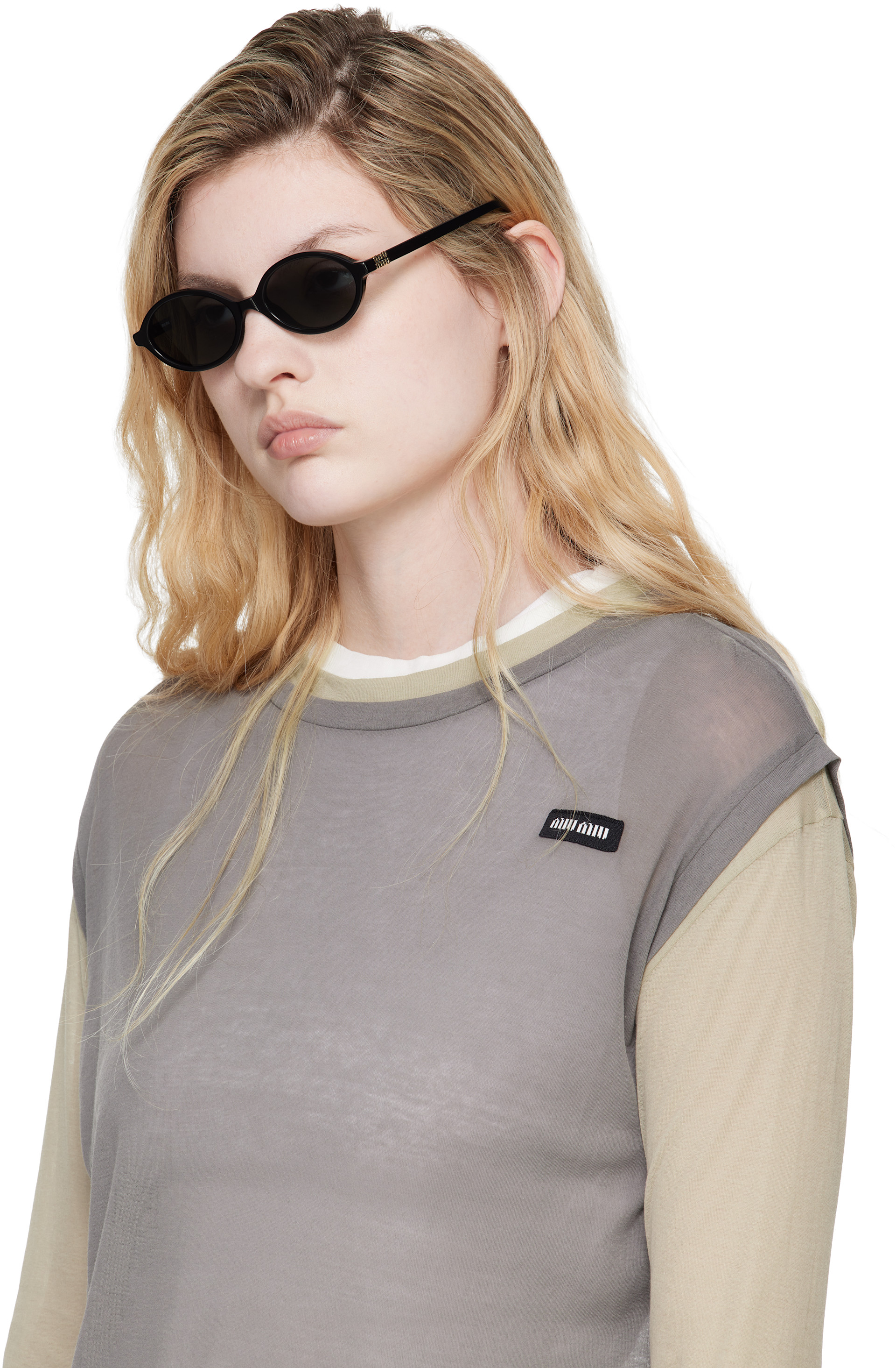 Miu Miu Eyewear: Black Miu Regard Sunglasses | SSENSE
