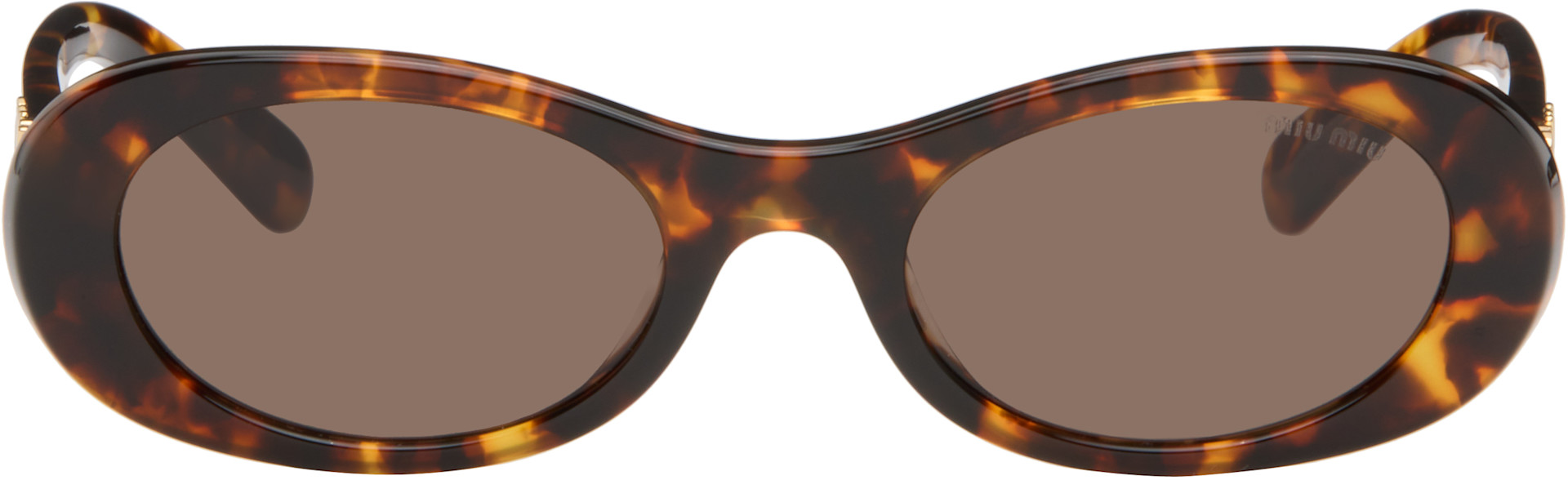 Miu Miu Eyewear: ブラウン 'Miu Glimpse' サングラス | SSENSE 日本