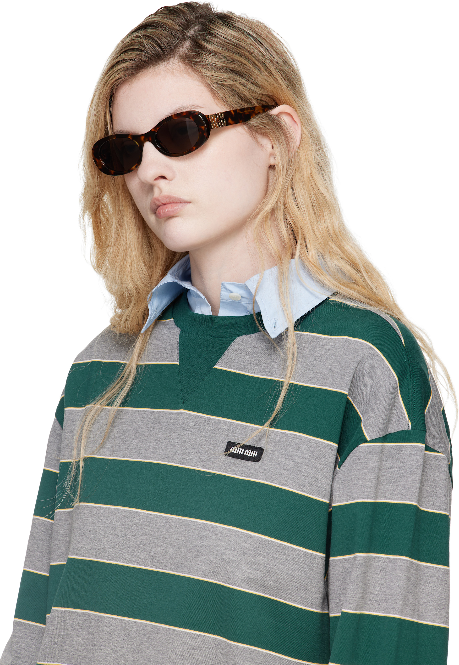 mi　ブラウンs Miu Miu Eyewear: Brown 'Miu Glimpse' Sunglasses | SSENSE