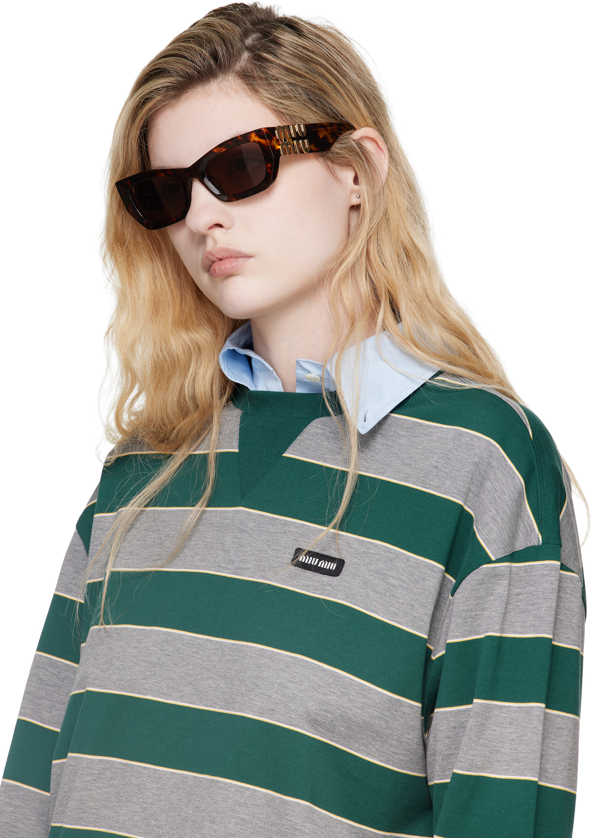 Miu Miu Eyewear: Brown Miu Glimpse Sunglasses | SSENSE