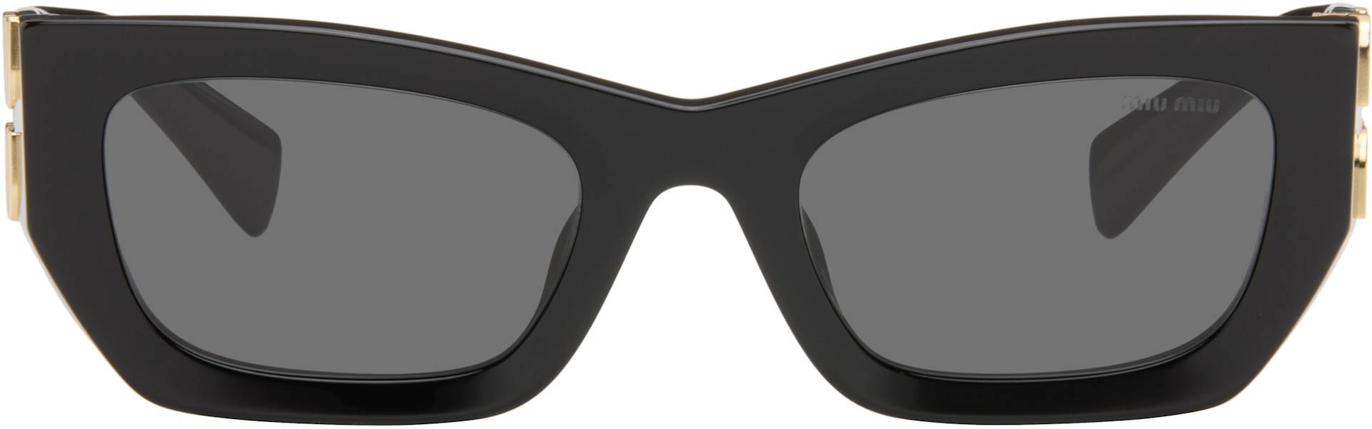 Miu Miu Eyewear: ブラック Miu Glimpse サングラス | SSENSE 日本