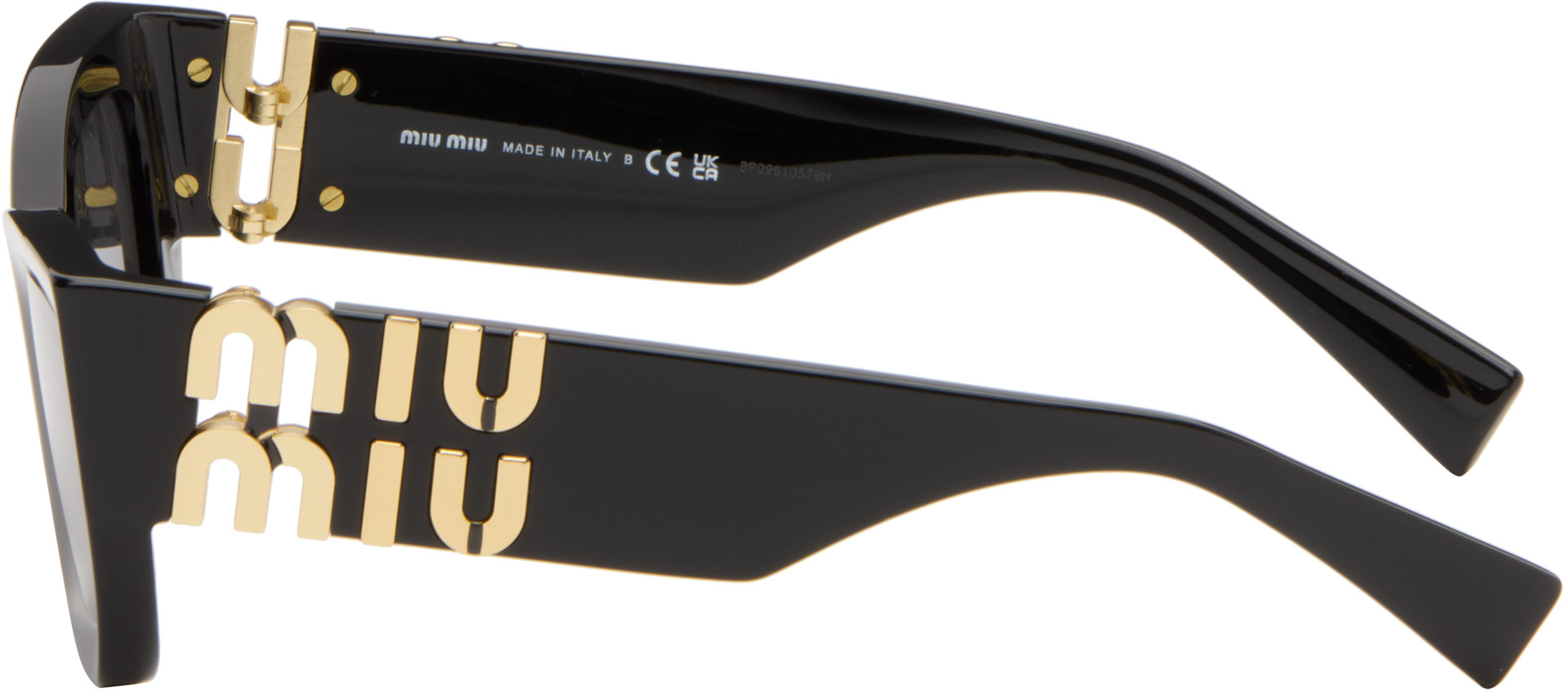 Miu Miu Eyewear: ブラック Miu Glimpse サングラス | SSENSE 日本