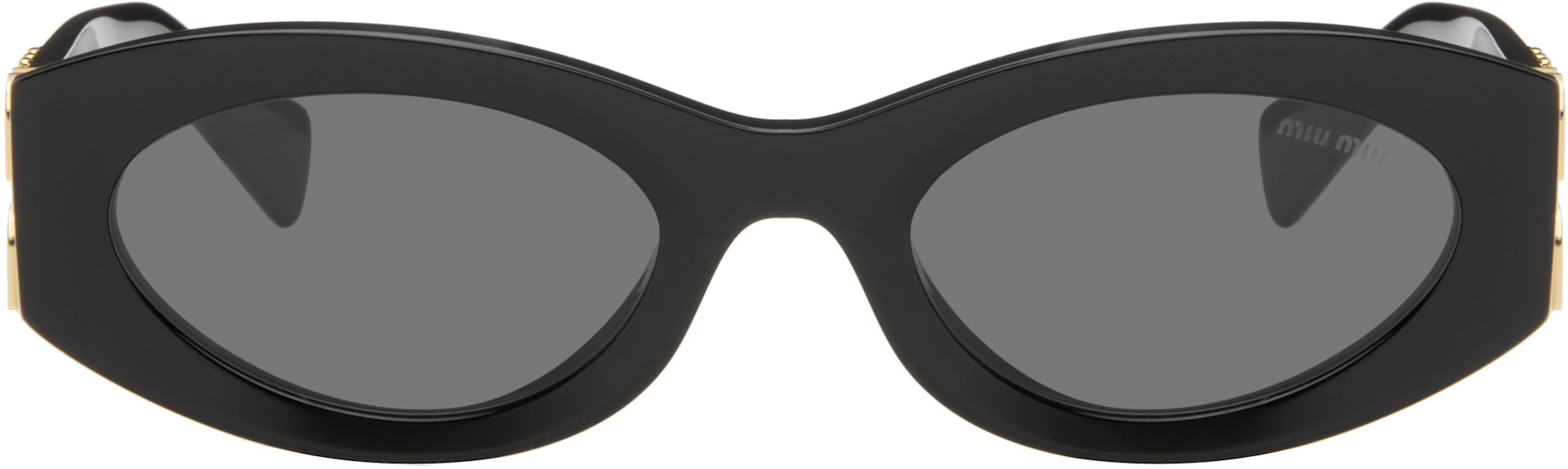 Miu Miu Eyewear: ブラック Miu Glimpse サングラス | SSENSE 日本