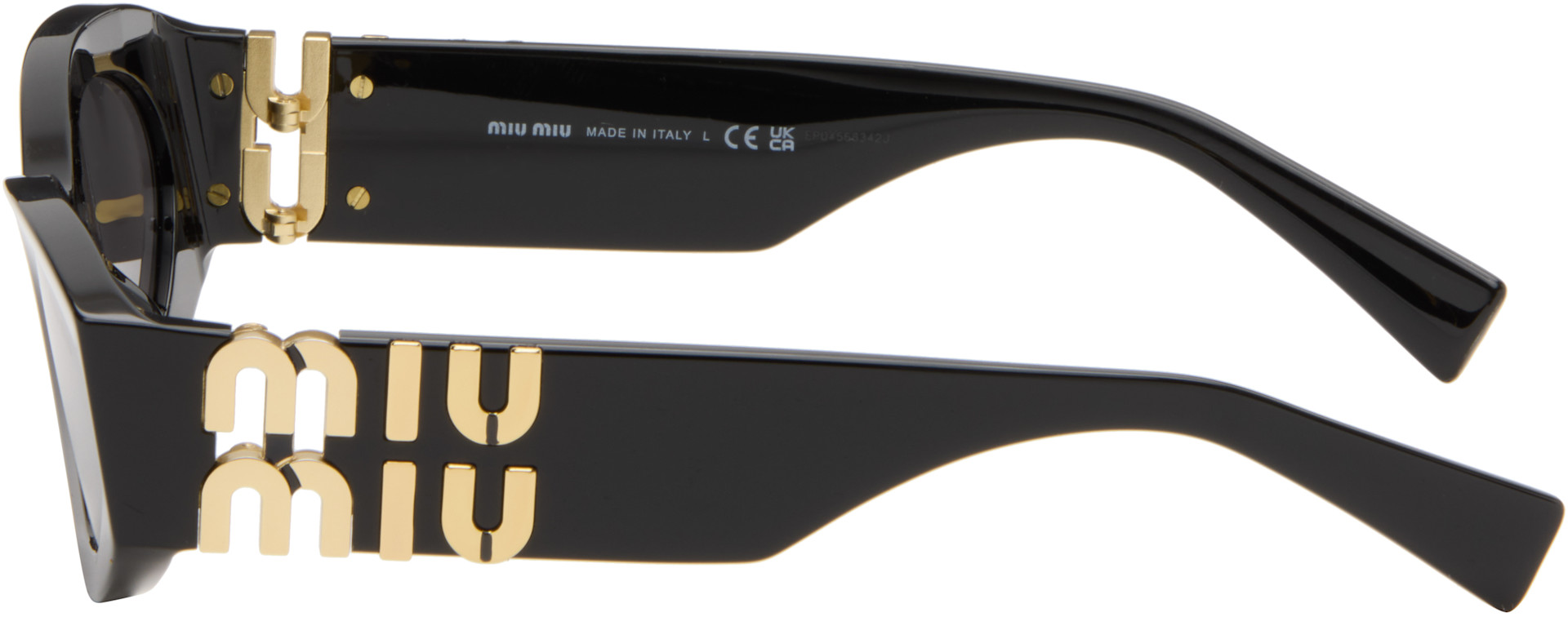 【値下げ❗️】miu miu ブラック サングラス ケース付き Miu Miu Eyewear: ブラック Miu Glimpse サングラス | SSENSE 日本