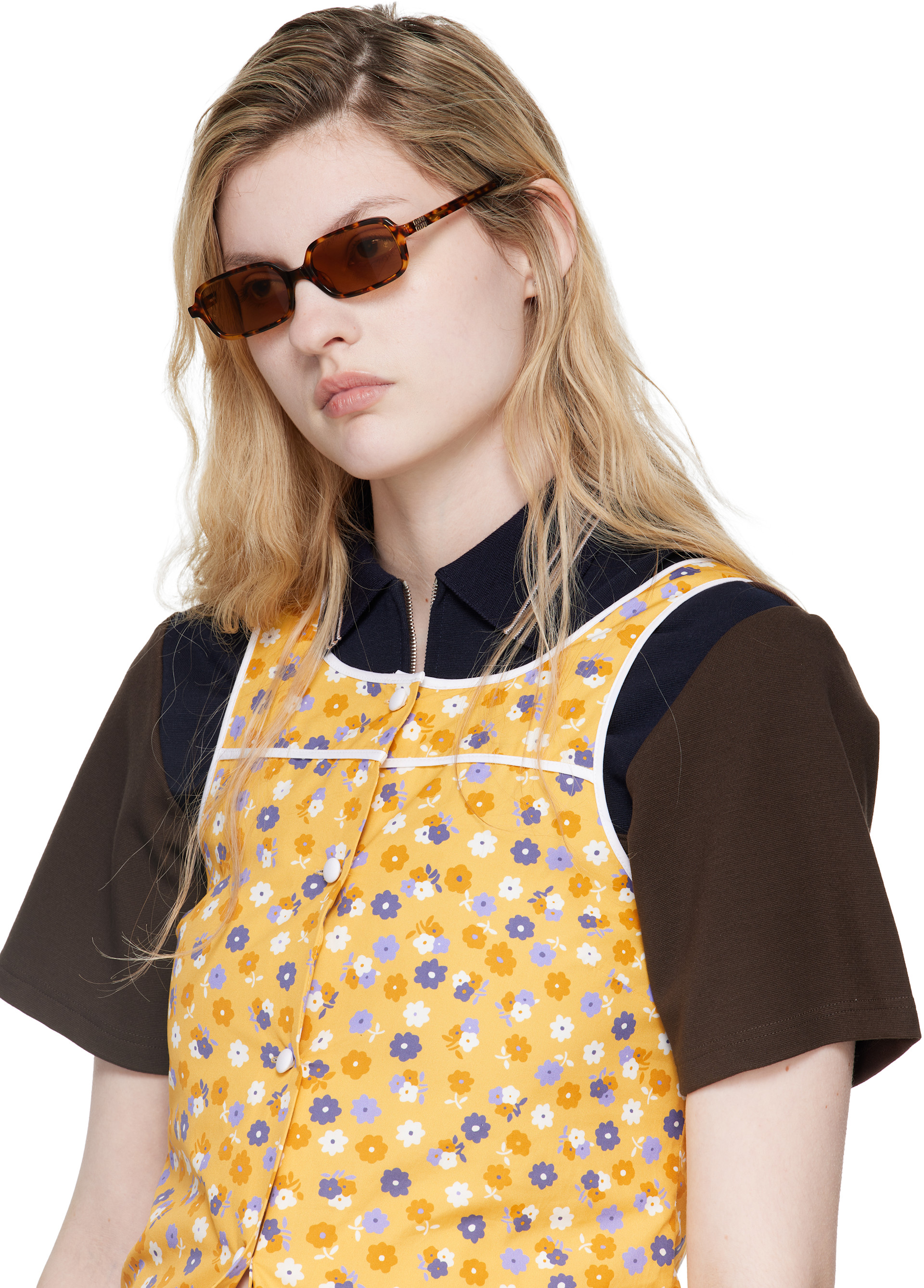 Miu Miu Eyewear: ブラウン 'Miu Regard' サングラス | SSENSE 日本