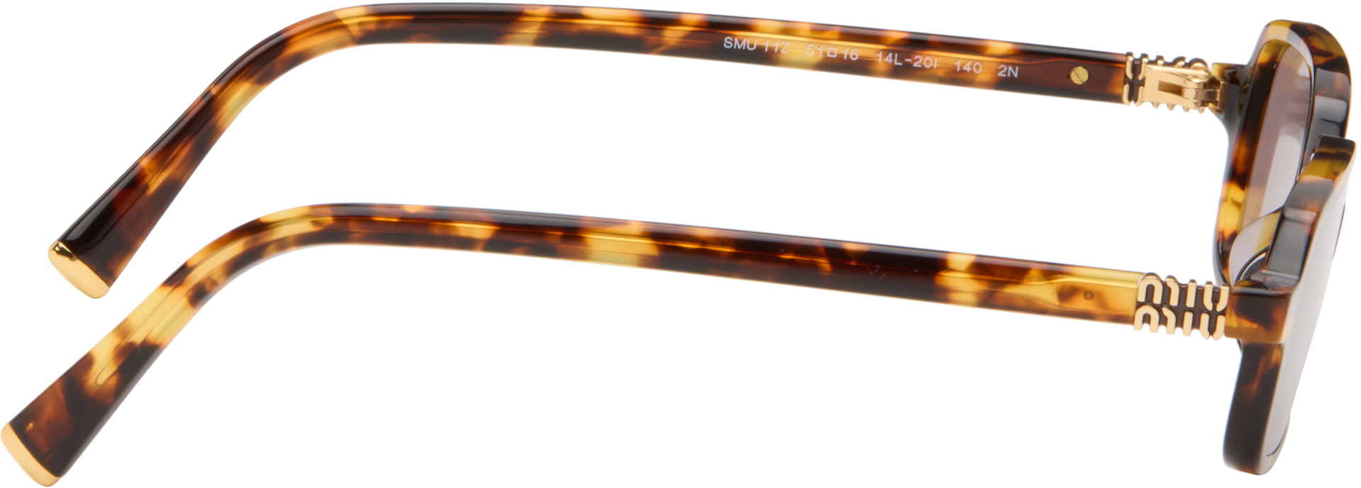 Miu Miu Gold Frame with Tortoiseshell Accents Sunglasses MU A54S Miu Miu Sunglasses ZVN70O Pale Gold - eye-oo.com main image 2