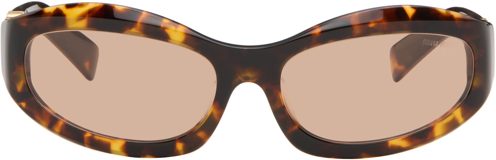 Miu Miu Eyewear: ブラウン シールドサングラス | SSENSE 日本