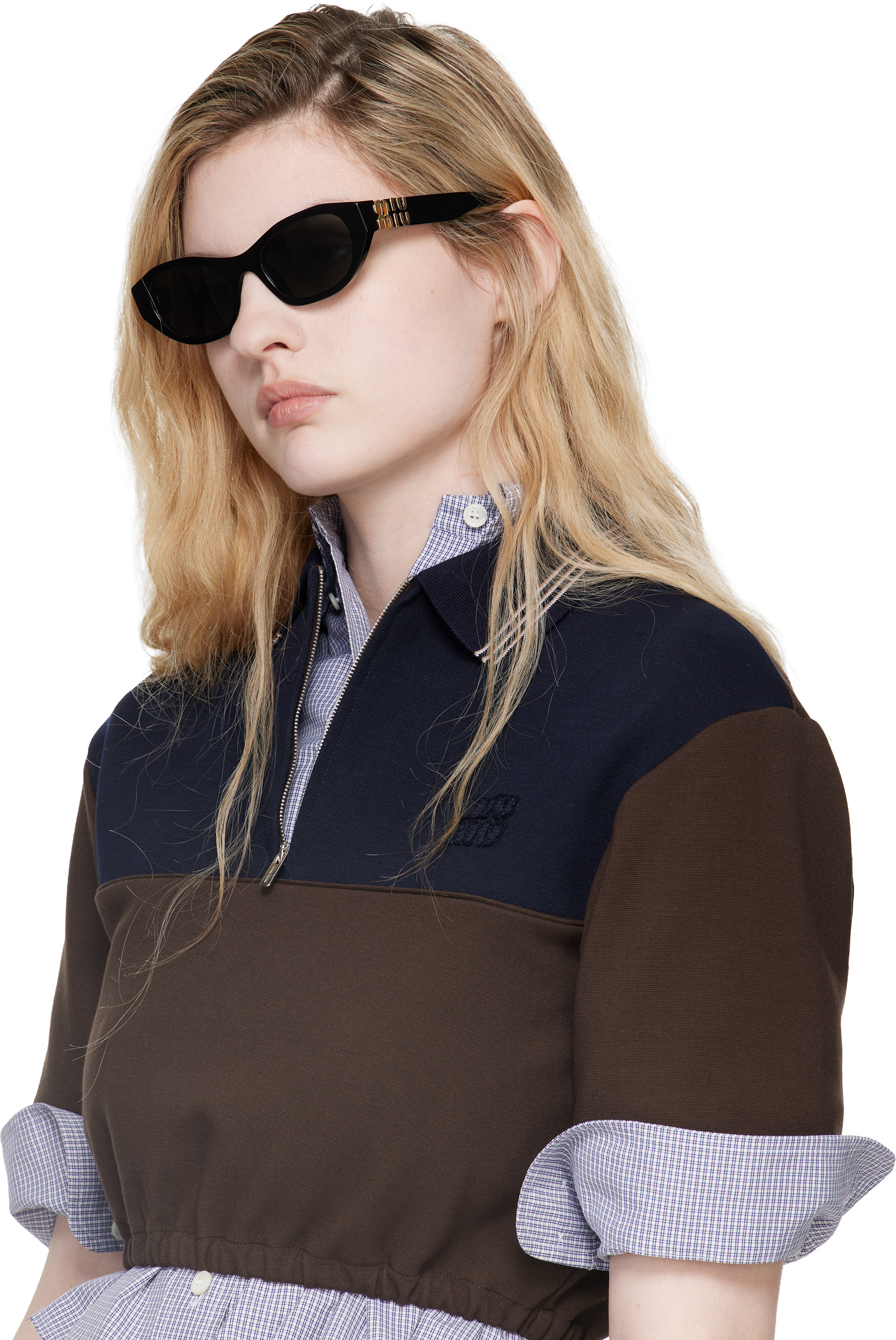 Miu Miu Eyewear: ブラック Classic Subtle Cateye サングラス