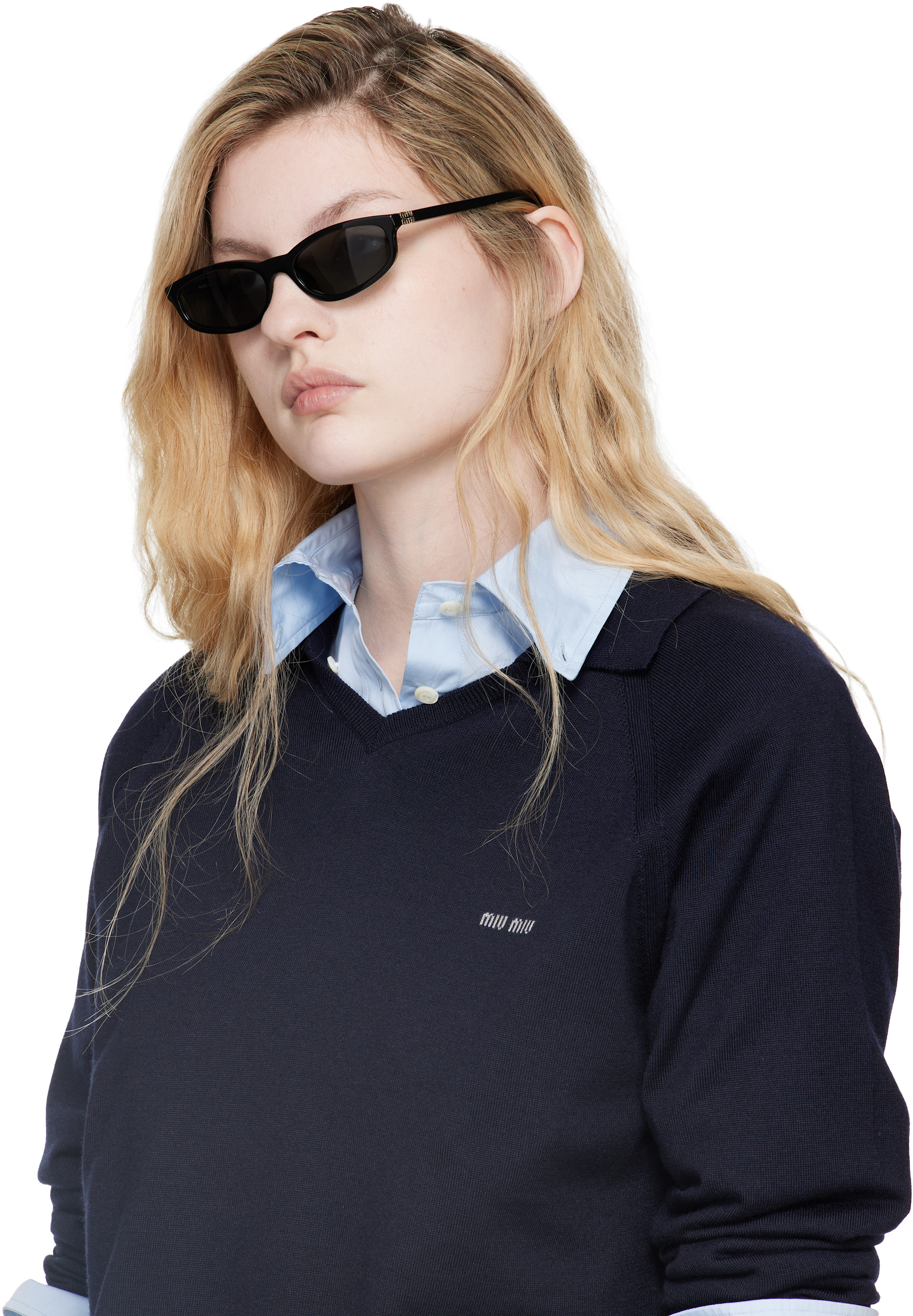 Miu Miu Eyewear: Black 'Miu Regard' Sunglasses | SSENSE