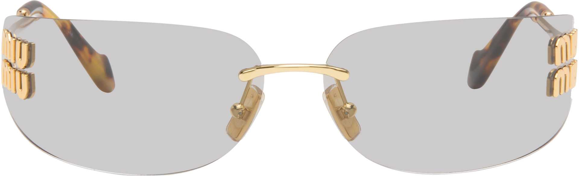 Miu Miu ラウンドサングラス ゴールド Miu Miu Eyewear: ゴールド Aube サングラス | SSENSE 日本