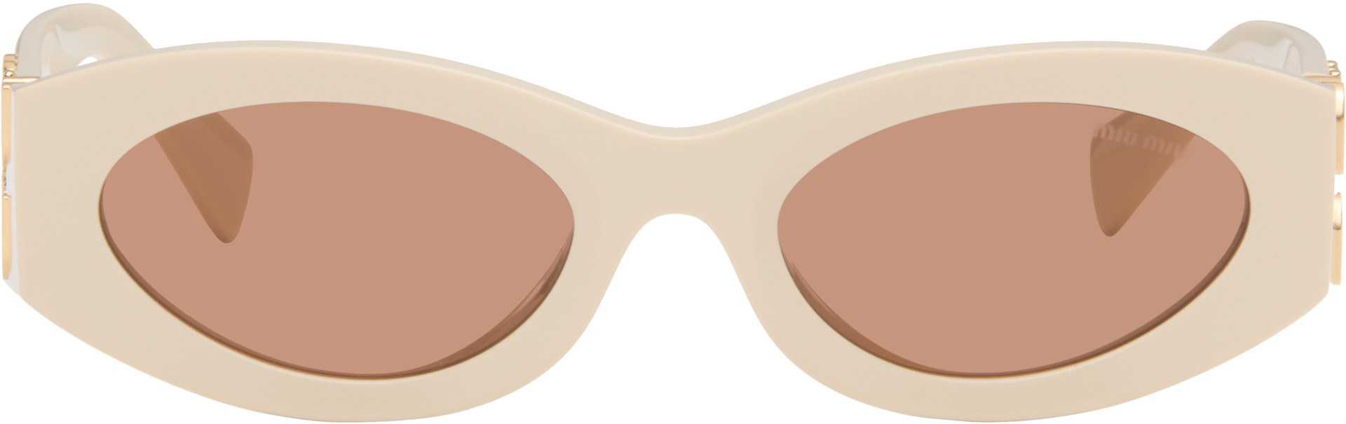 Miu Miu Eyewear: Off-White Retro Oval Sunglasses | SSENSE