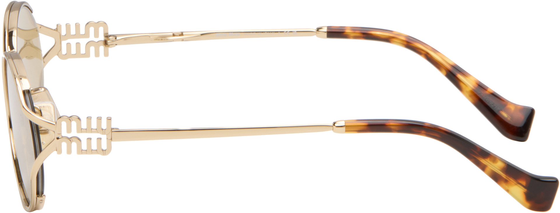 Miu Miu Eyewear: ゴールド メタル オーバルサングラス | SSENSE 日本