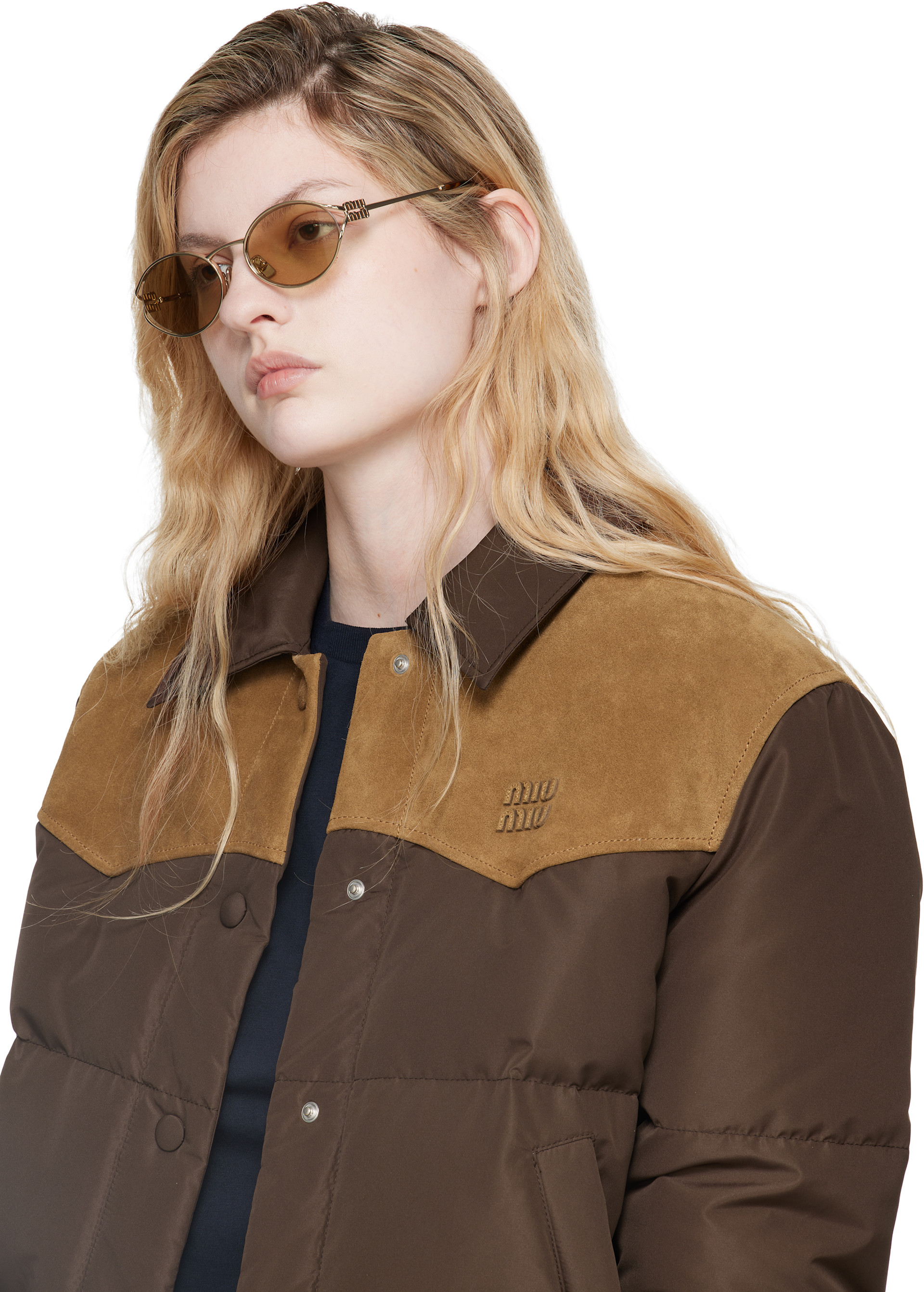 Miu Miu Eyewear: ゴールド メタル オーバルサングラス | SSENSE 日本