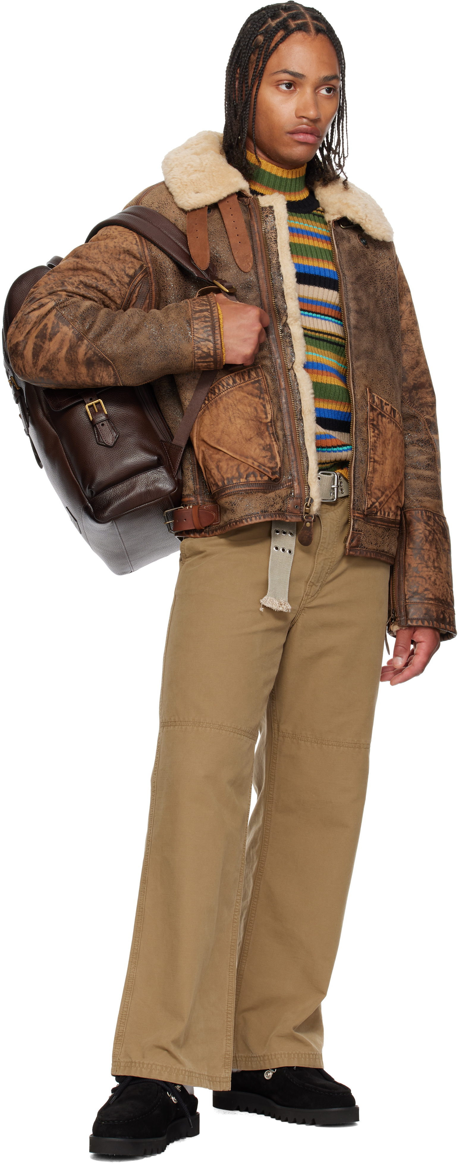 Polo Ralph Lauren - Brown Pebbled Leather Backpack
