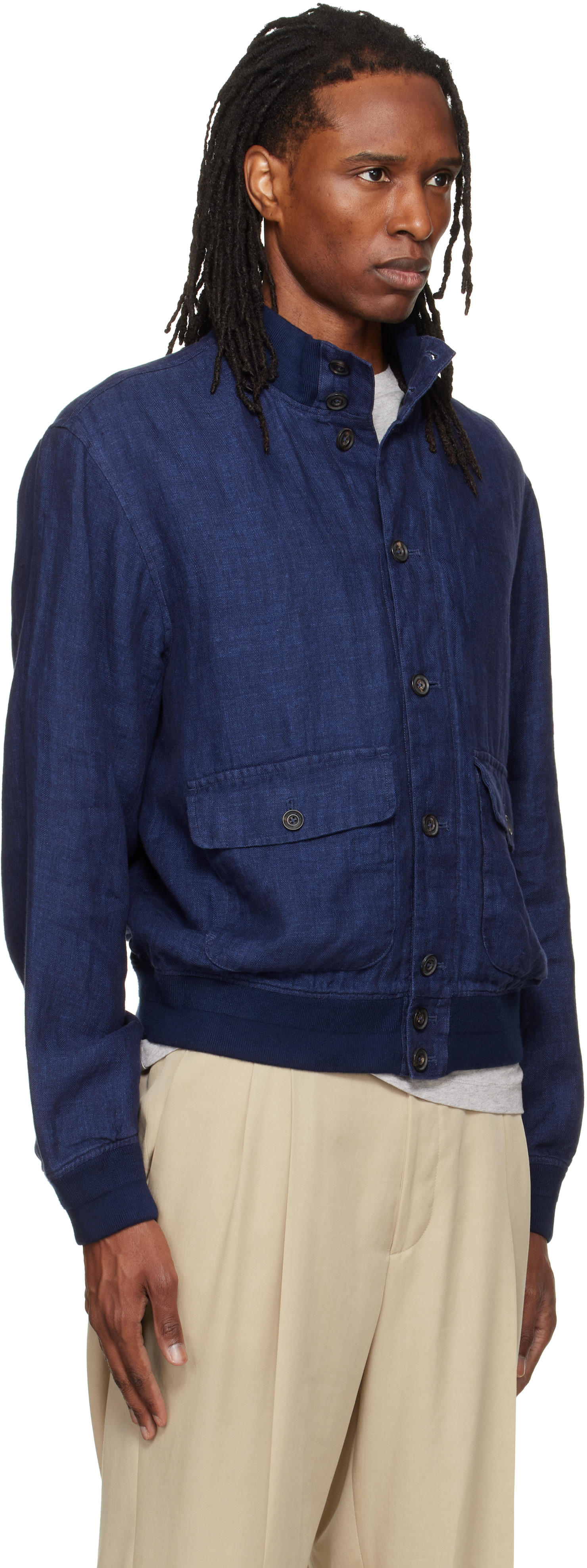 Polo Ralph Lauren: ネイビー 'The Barrett Linen Herringbone