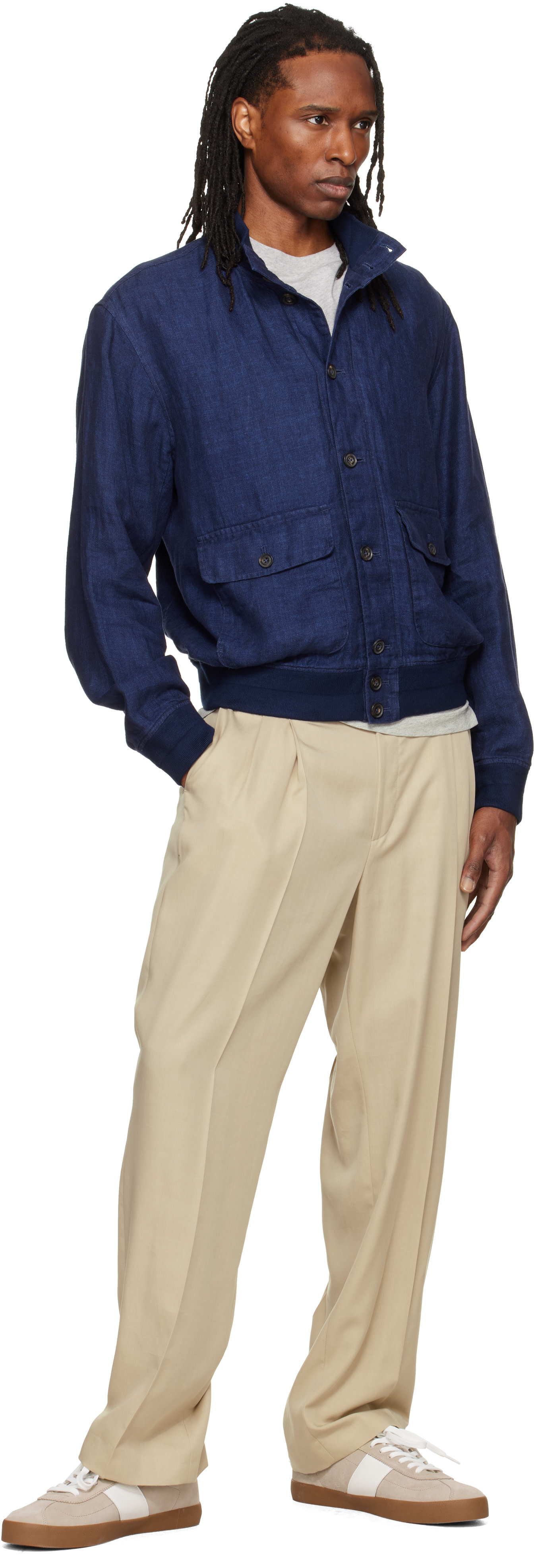 Polo Ralph Lauren: ネイビー 'The Barrett Linen Herringbone