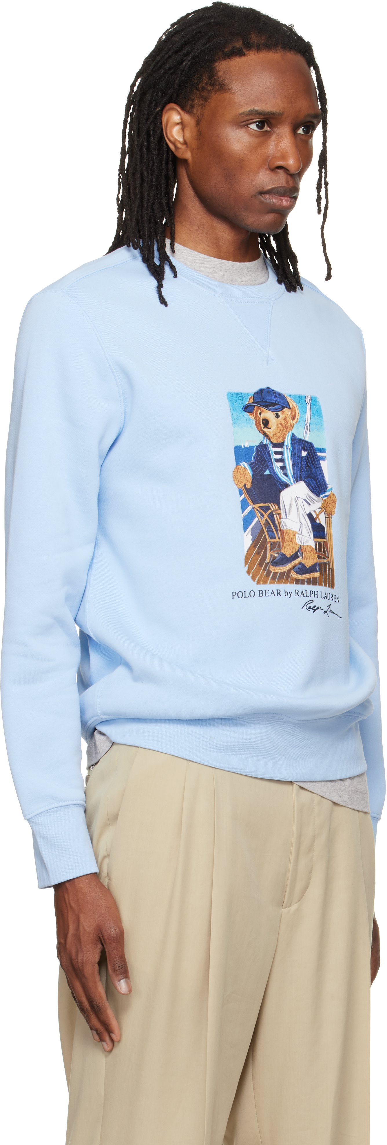 Polo Ralph Lauren - Pull molletonné bleu à ourson Polo Bear