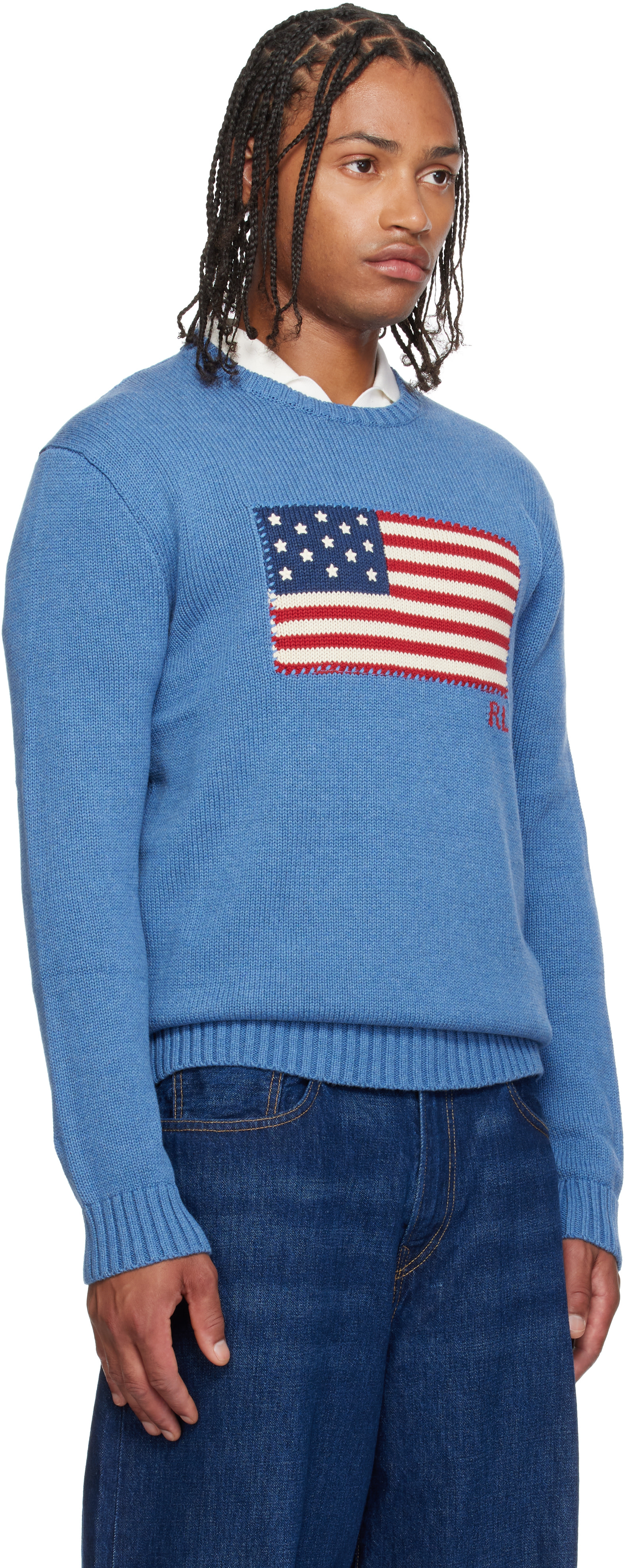 Polo Ralph Lauren - Pull bleu à image de drapeau