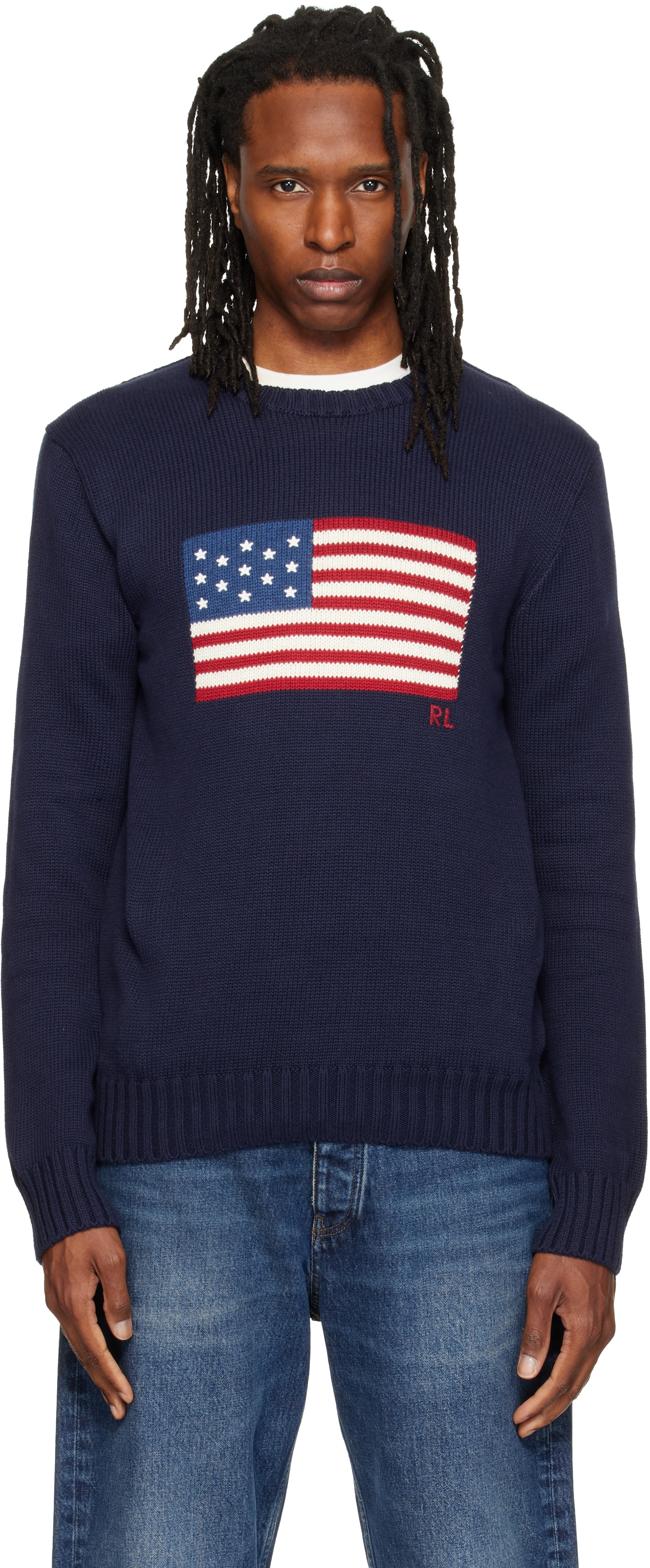 Polo Ralph Lauren: Navy 'The Iconic Flag' Sweater | SSENSE Canada