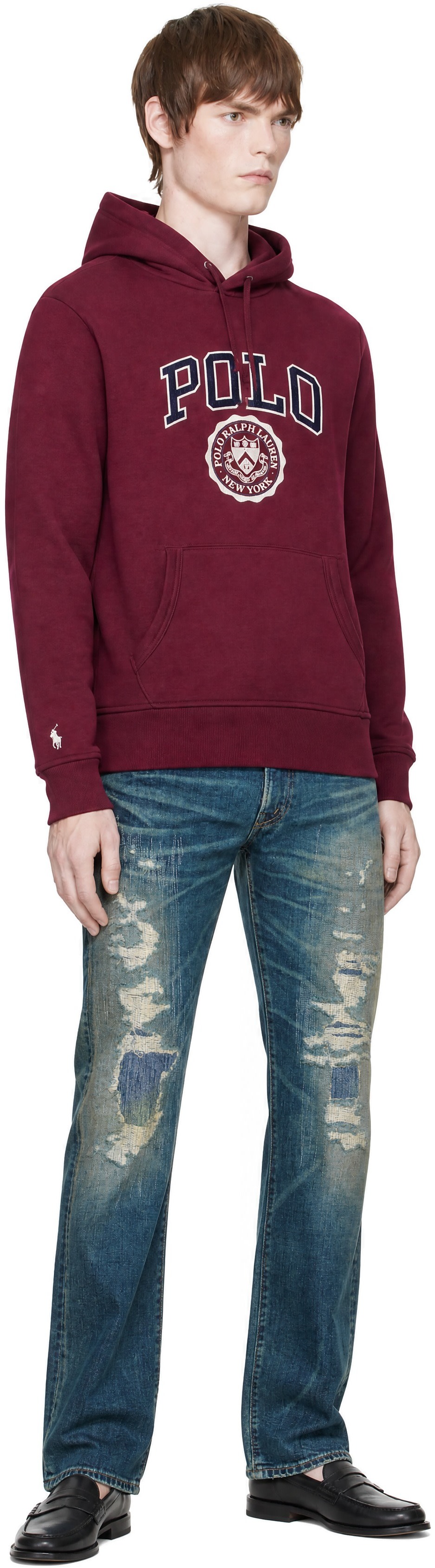 Polo Ralph Lauren - Pull à capuche bourgogne en molleton à logo