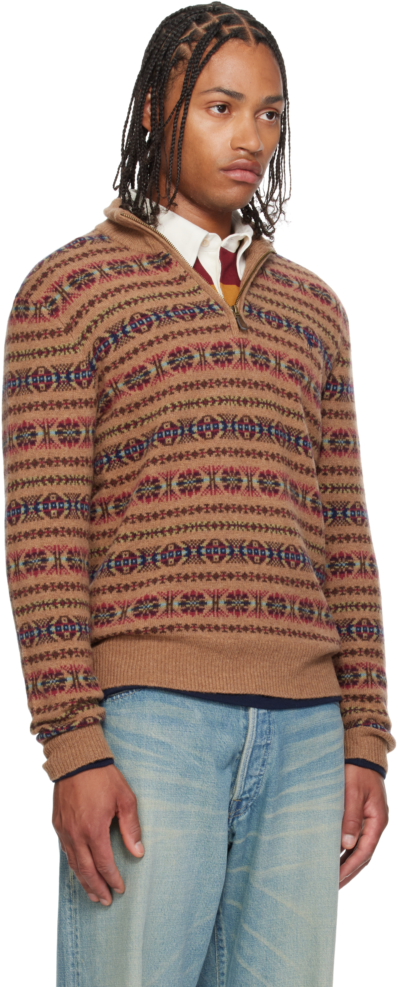 Polo Ralph Lauren - Pull brun à col cheminée