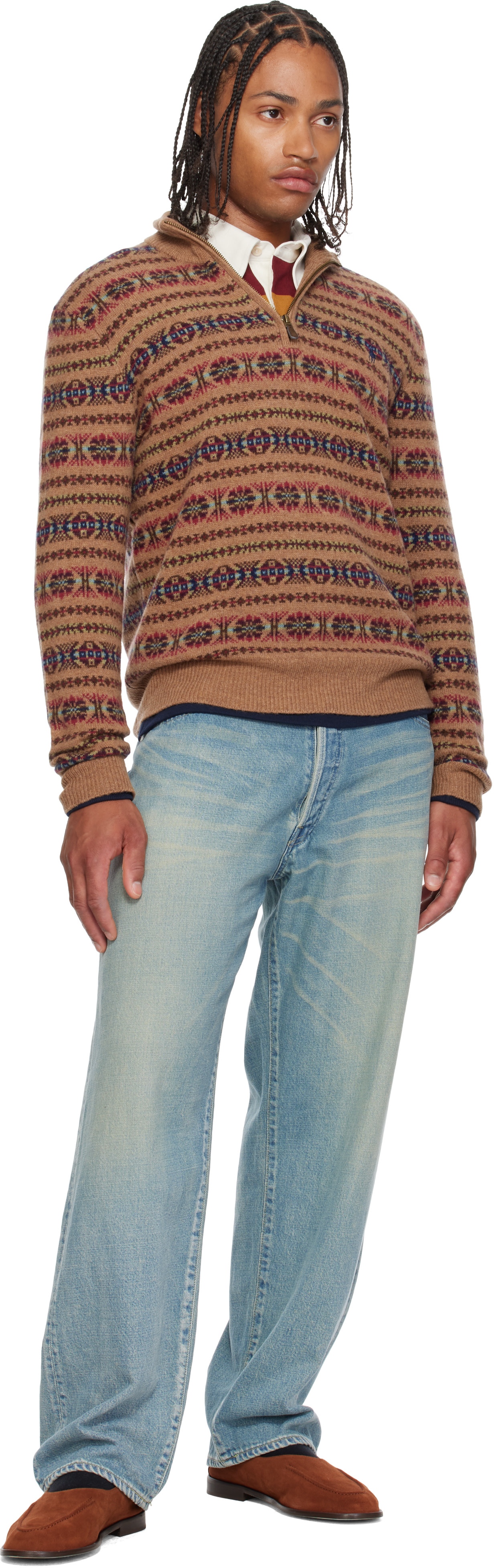 Polo Ralph Lauren - Pull brun à col cheminée