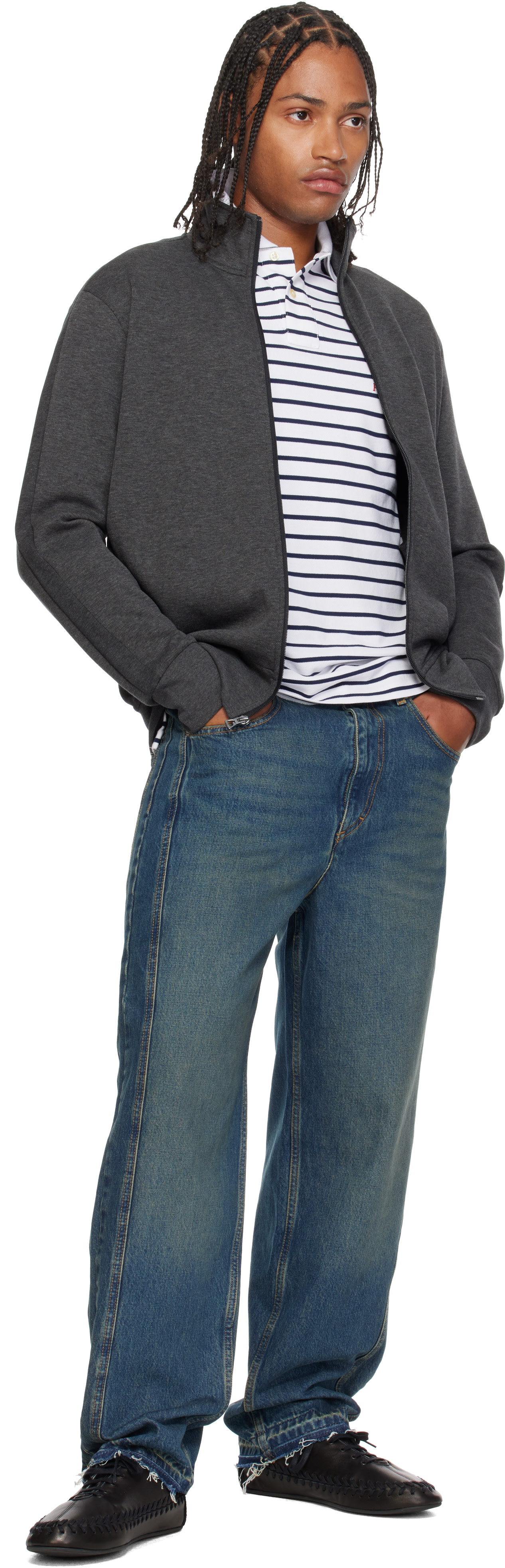 Polo Ralph Lauren: Gray Mock Neck Zip-Up Sweater | SSENSE