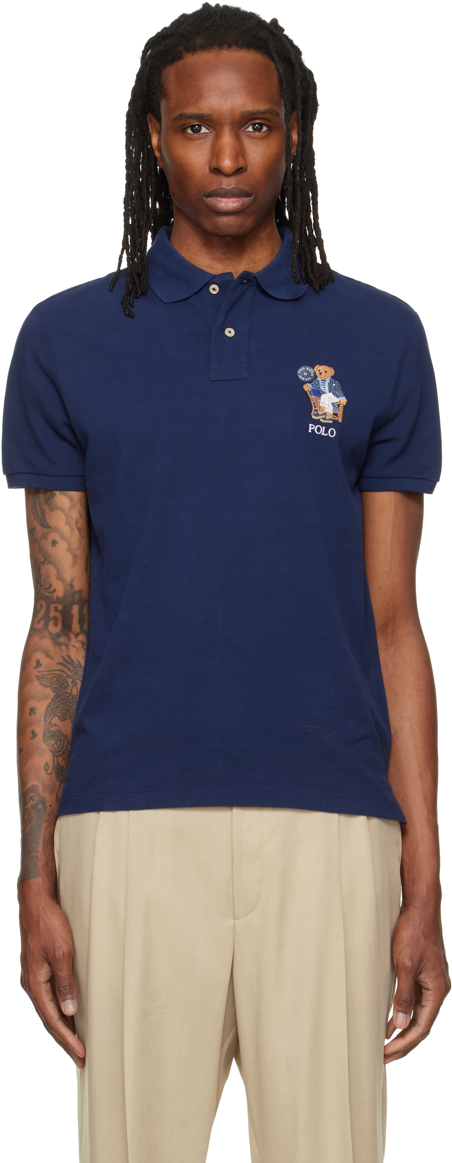 Polo Ralph Lauren: ネイビー Polo ベア カスタム スリムフィット