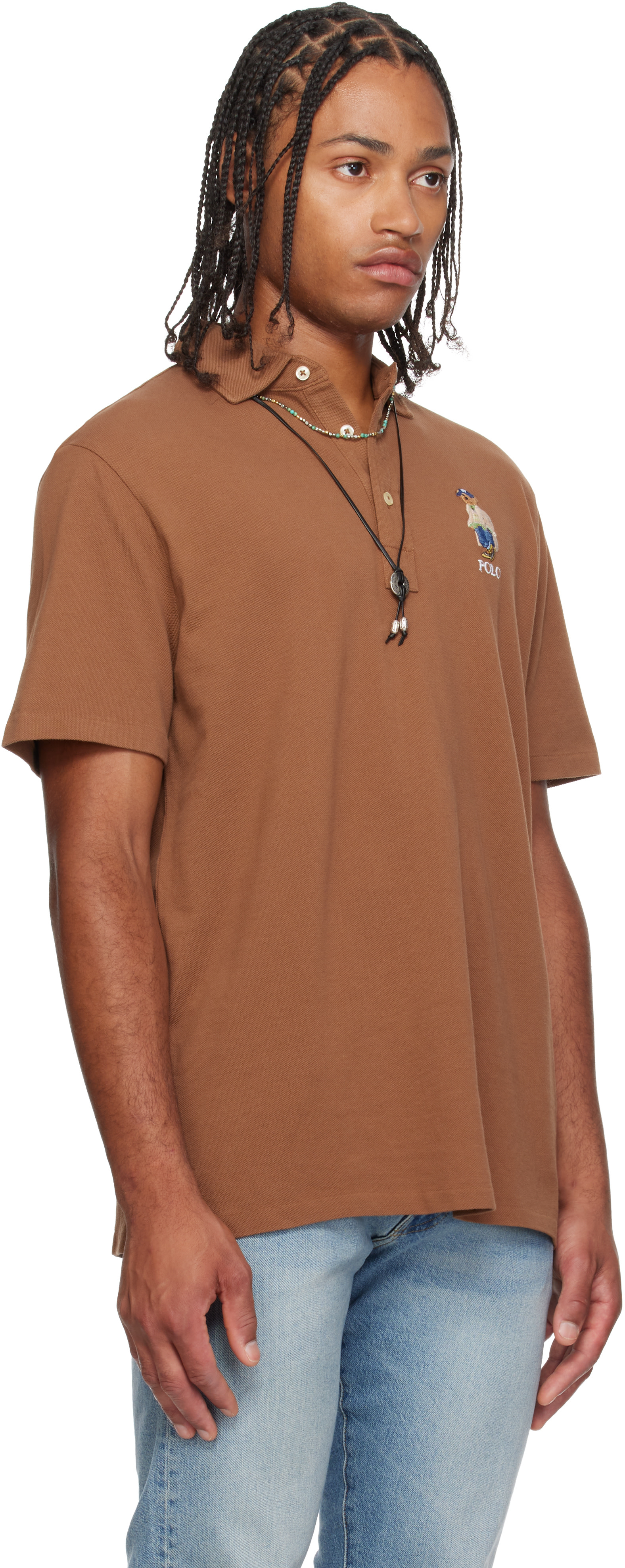 Polo by Ralph Lauren レザー リバーシブル ベスト ブラウン Polo Ralph Lauren: Brown Classic Fit Polo Bear Mesh Polo | SSENSE