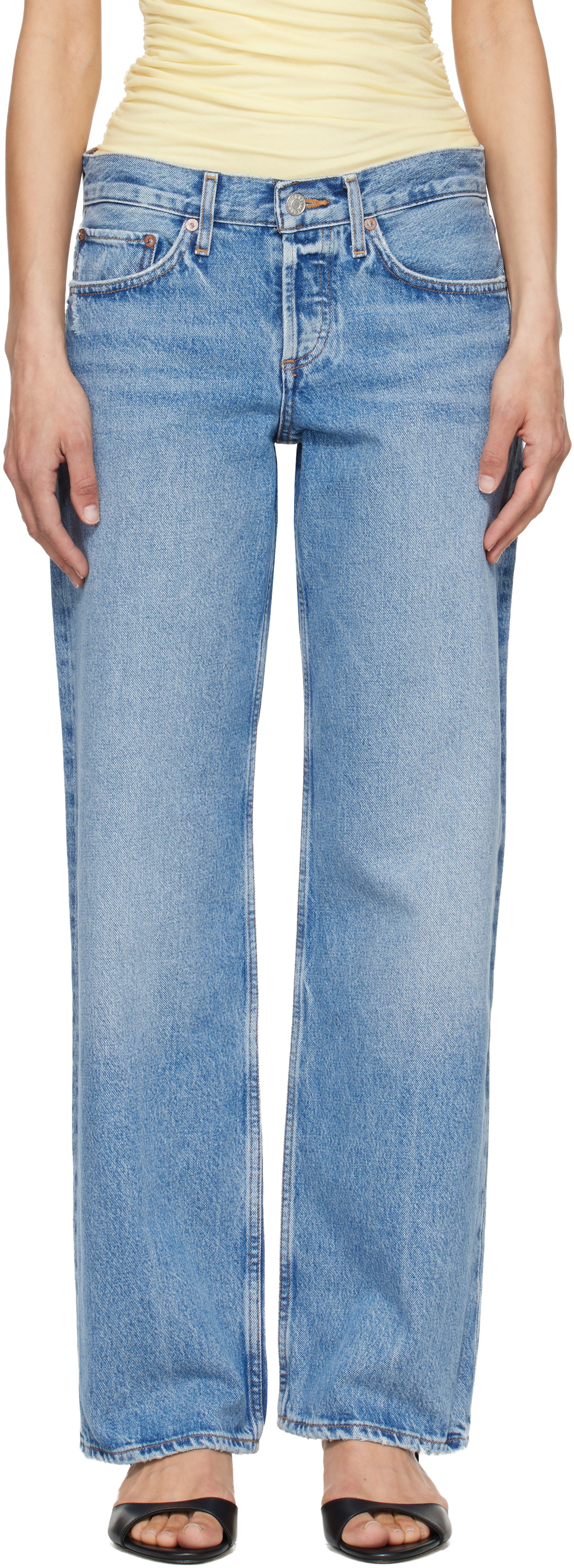 AGOLDE - Jean décontracté bleu à taille basse