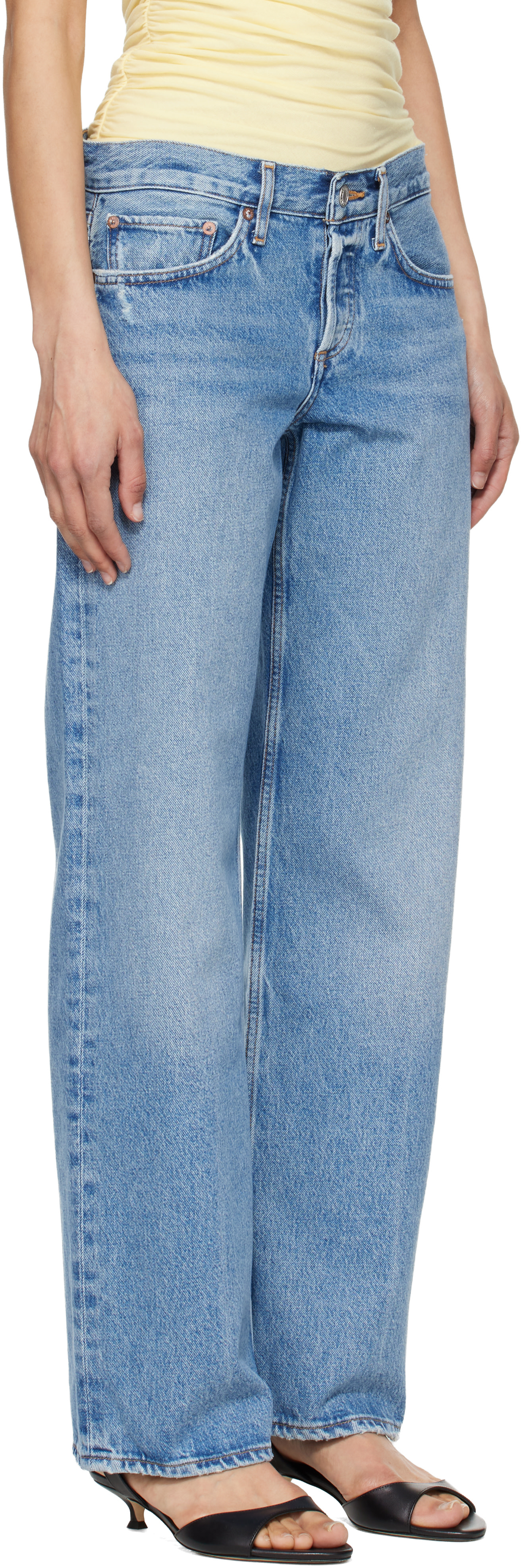 AGOLDE - Jean décontracté bleu à taille basse