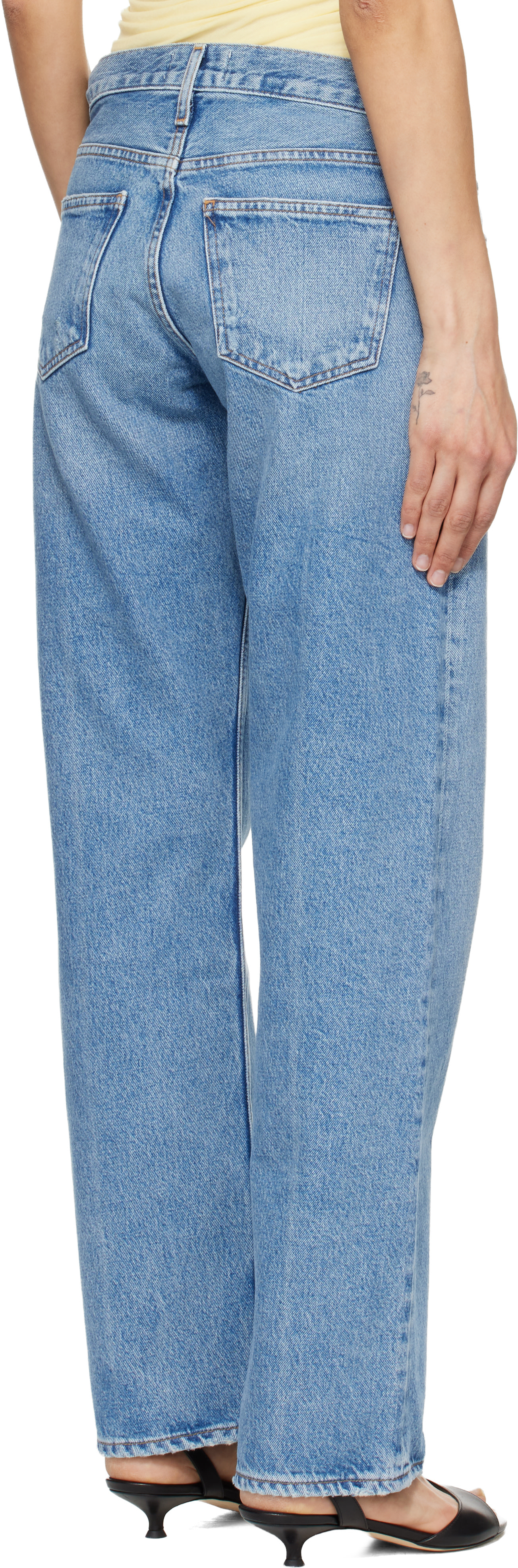 AGOLDE - Jean décontracté bleu à taille basse