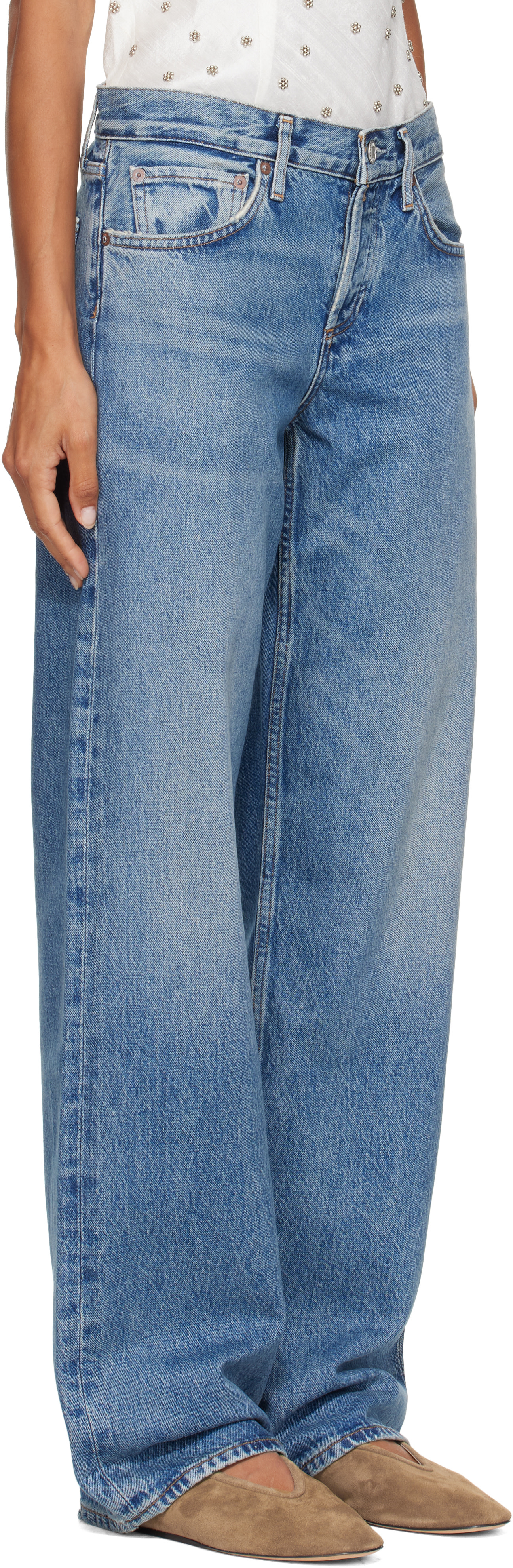 AGOLDE - Jean décontracté bleu à taille basse