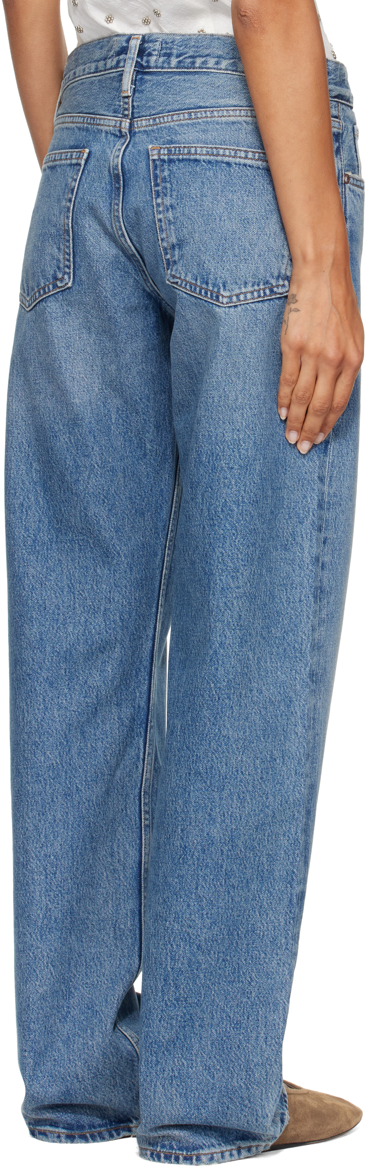 AGOLDE - Jean décontracté bleu à taille basse