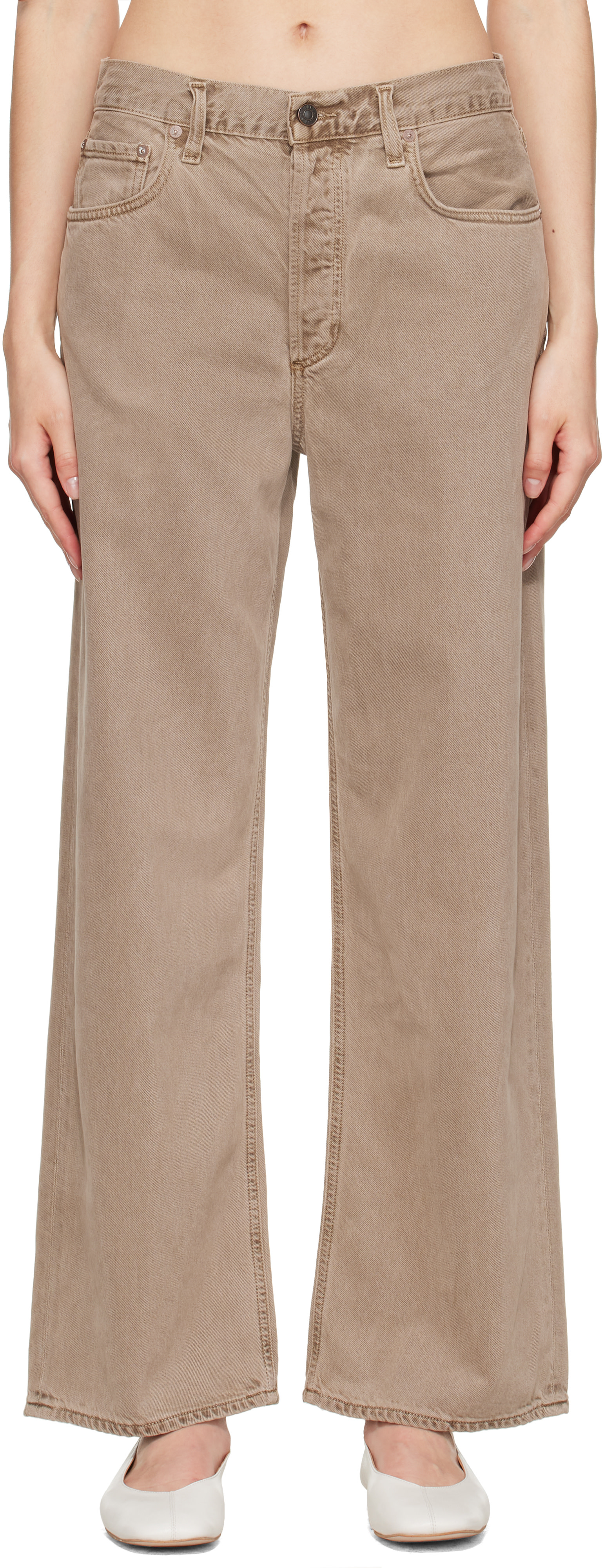 AGOLDE - Jean ample taupe à taille basse