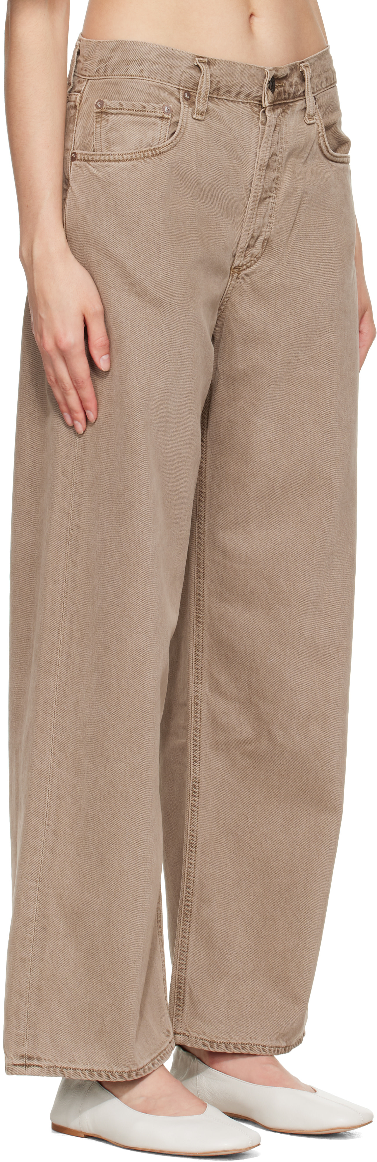 AGOLDE - Jean ample taupe à taille basse