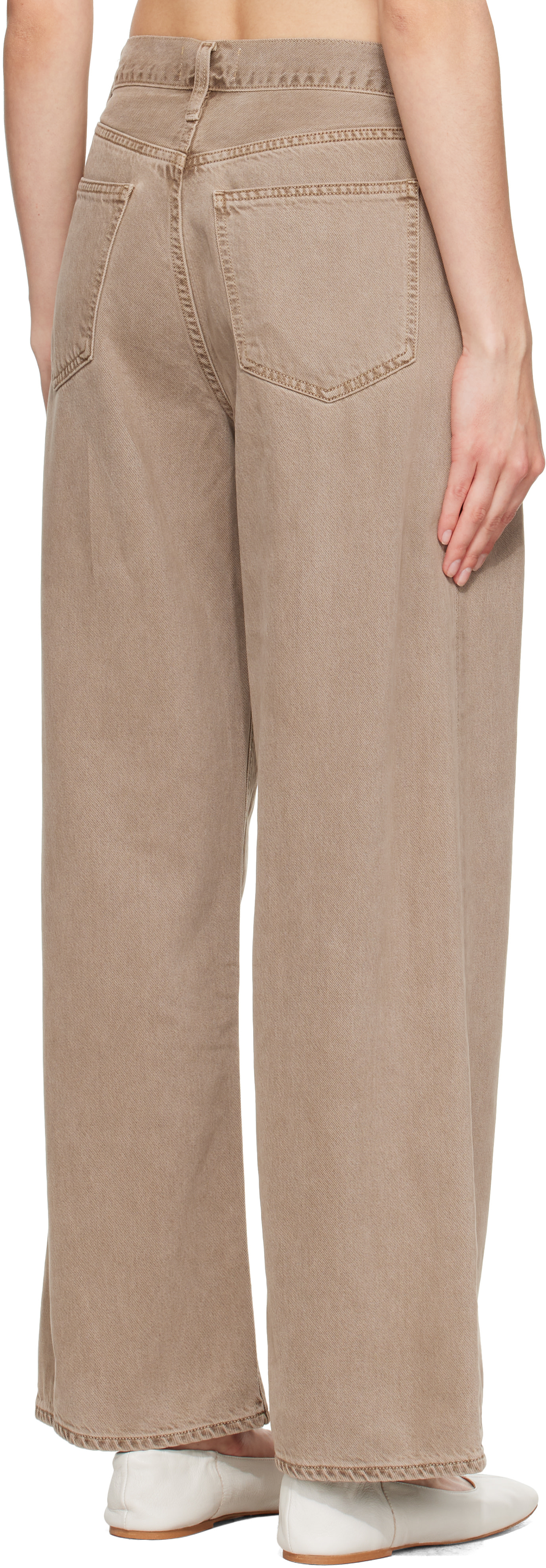 AGOLDE - Jean ample taupe à taille basse