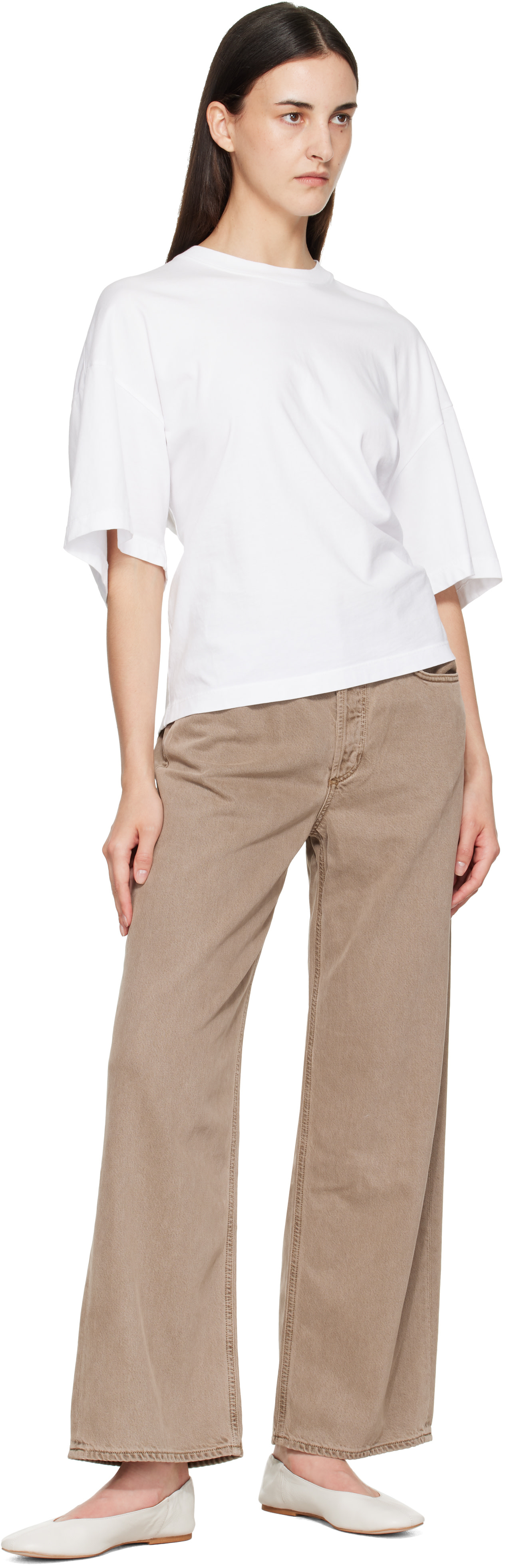 AGOLDE - Jean ample taupe à taille basse